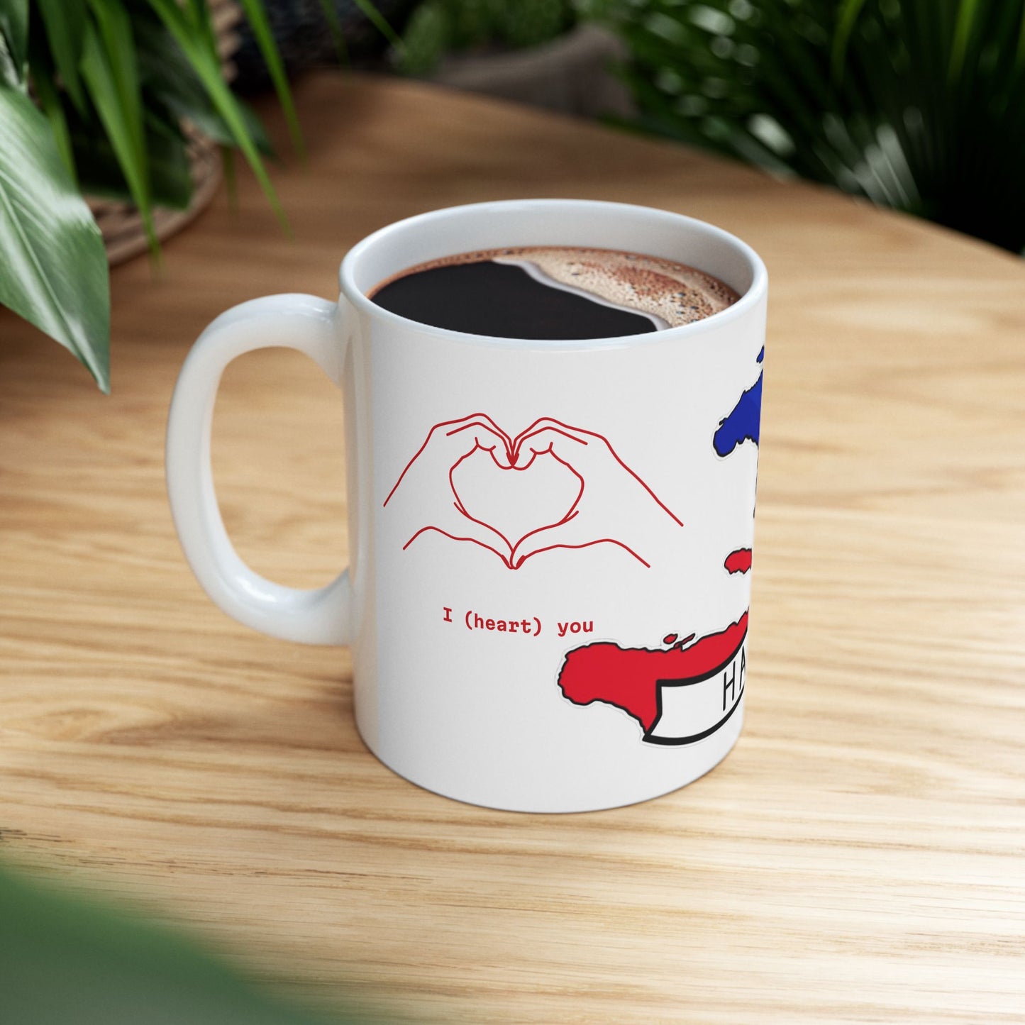 Ceramic Mug, Haitian flag (11oz) Haiti I (heart) you