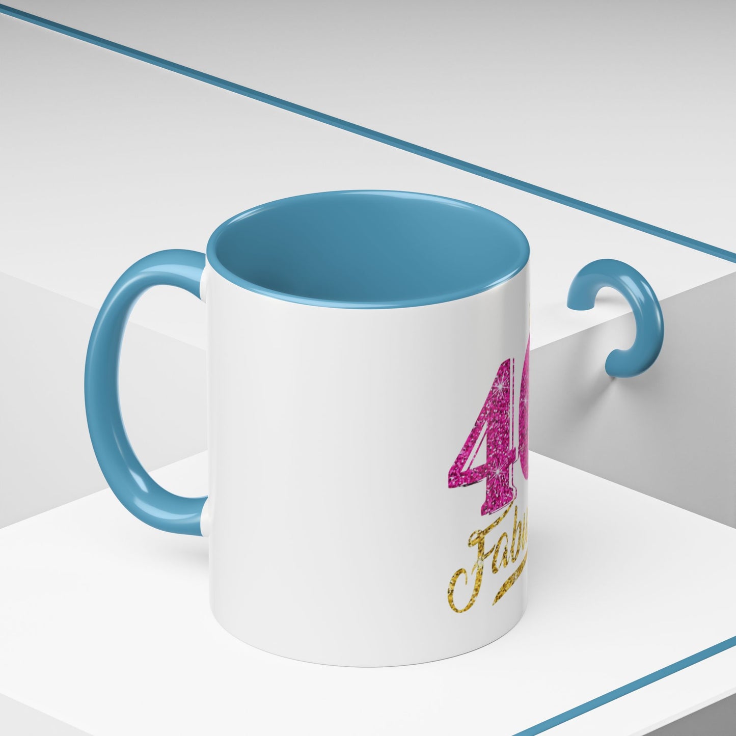 40 & Fabulous Glitter Accent Coffee Mug | Birthday Gift, 40th Celebration, Fun Memento, Personalized Mug, Women’s Coffee Cup