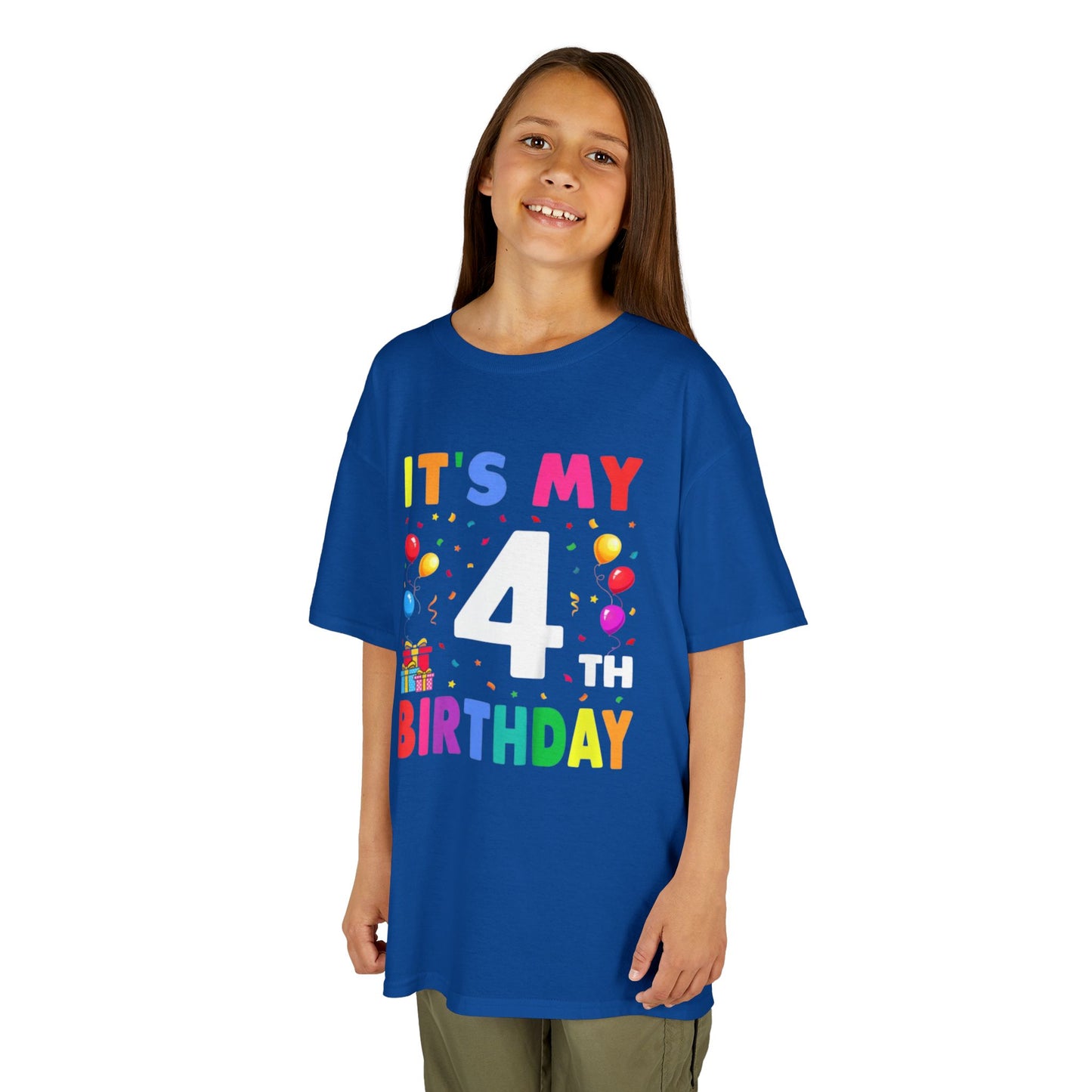 Kids Birthday Tee, Fun Party Shirt, 4th Birthday Celebration, Children's Gift, Kids Cotton Tee, Colorful Party Outfit