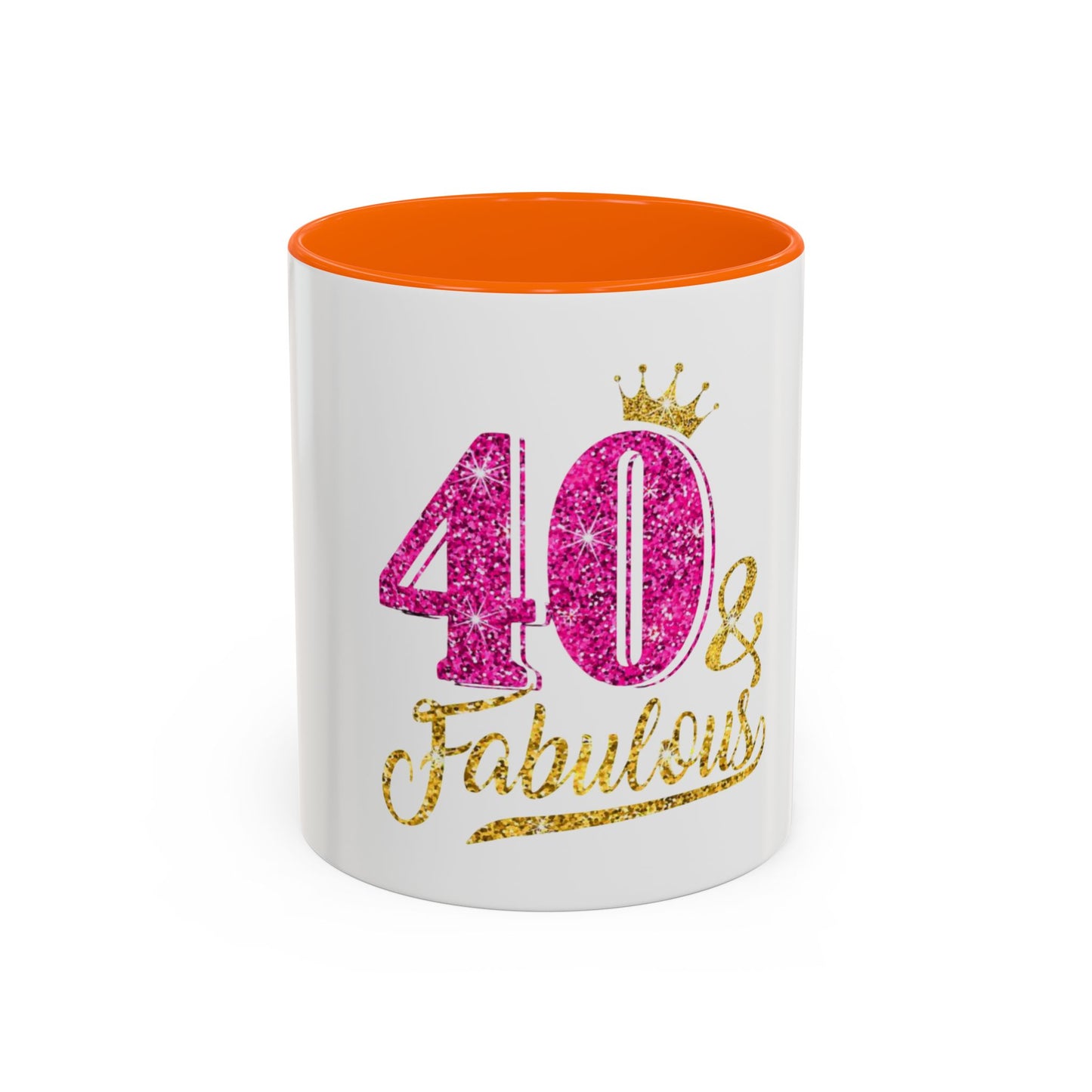 40 & Fabulous Glitter Accent Coffee Mug | Birthday Gift, 40th Celebration, Fun Memento, Personalized Mug, Women’s Coffee Cup