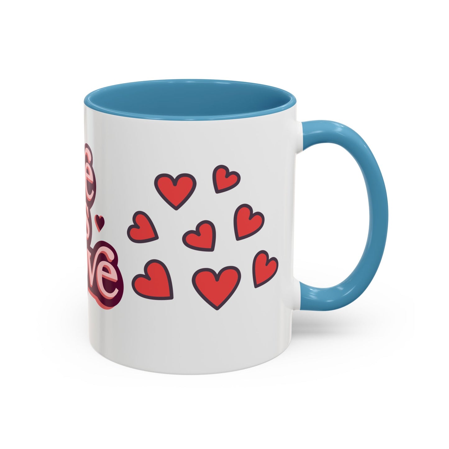 Love is Love Accent Coffee Mug | Cute Gift for Friends, LGBTQ+ Pride, Valentine's Day, Home Decor, Heart Design
