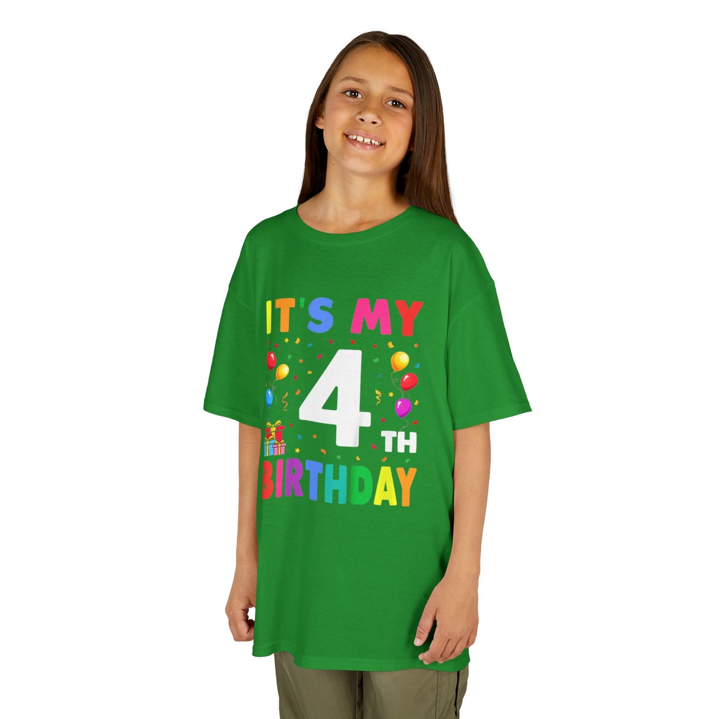 Kids Birthday Tee, Fun Party Shirt, 4th Birthday Celebration, Children's Gift, Kids Cotton Tee, Colorful Party Outfit