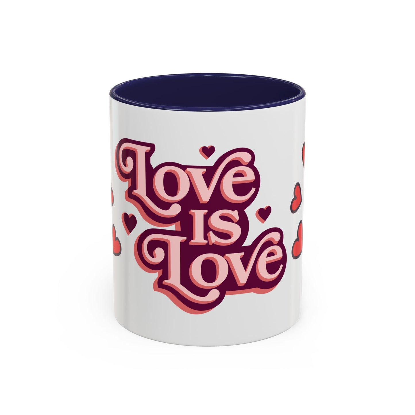 Love is Love Accent Coffee Mug | Cute Gift for Friends, LGBTQ+ Pride, Valentine's Day, Home Decor, Heart Design