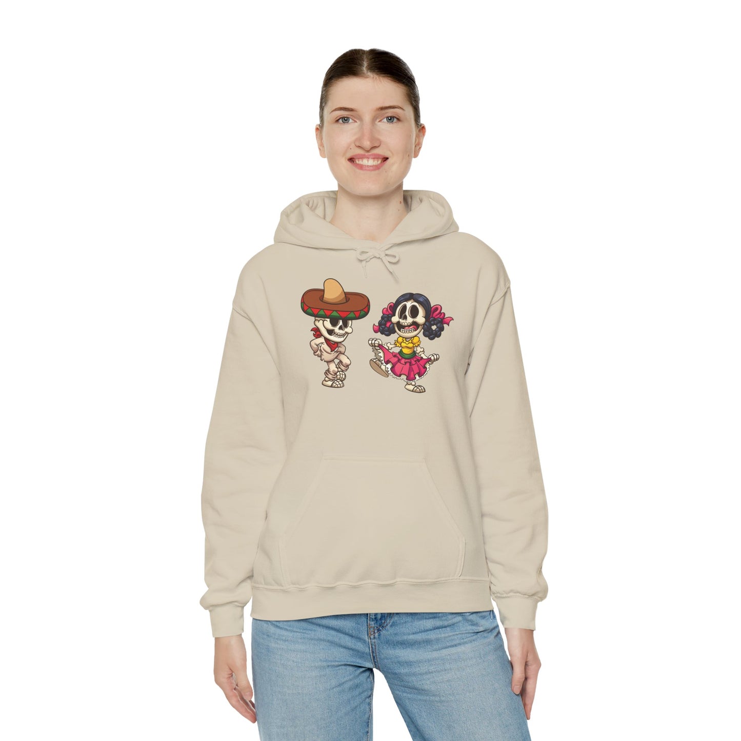 Dia de los Muertos Hooded Sweatshirt, Cozy Halloween Sweatshirt, Unisex Skeleton Hoodie, Fall Celebration Apparel, Casual Stylish Gift