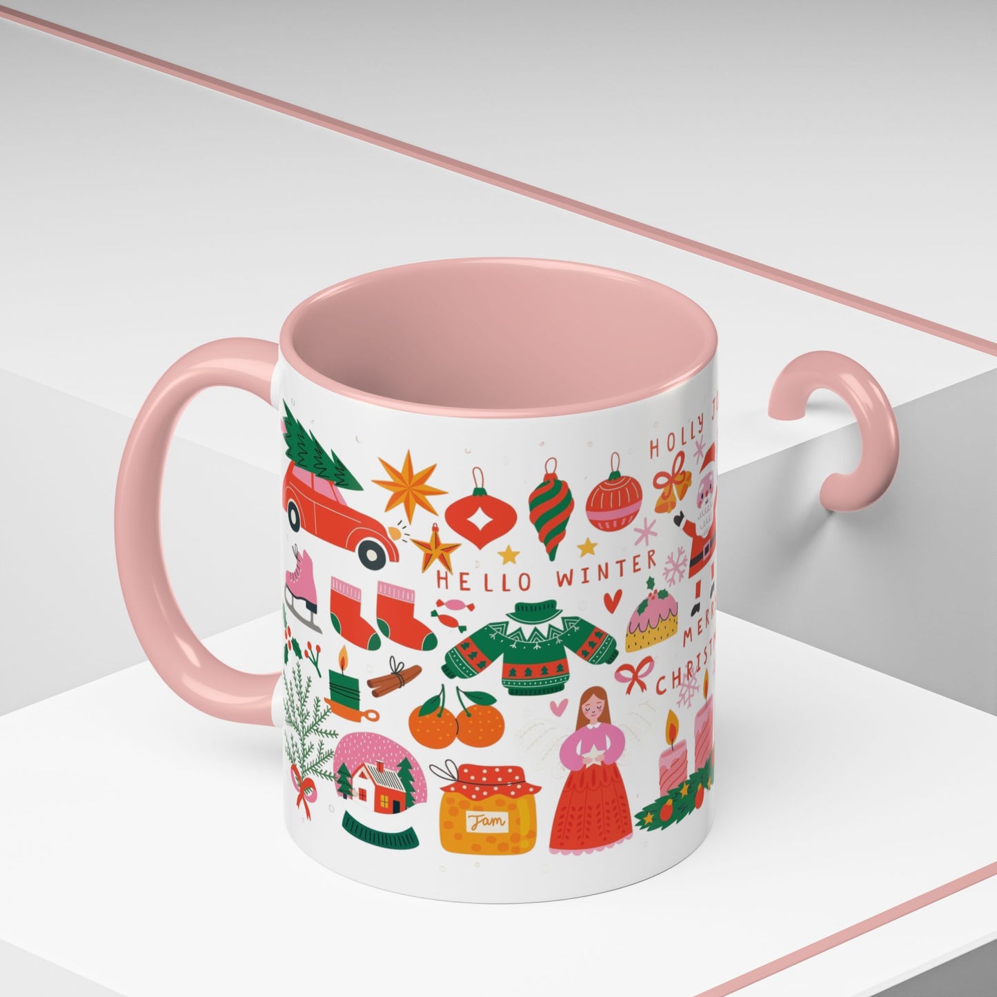 Festive Holiday Coffee Mug, Merry Christmas Mug, Winter Drinkware, Cute Santa Cup, Gift for Coffee Lovers, Holiday Decor