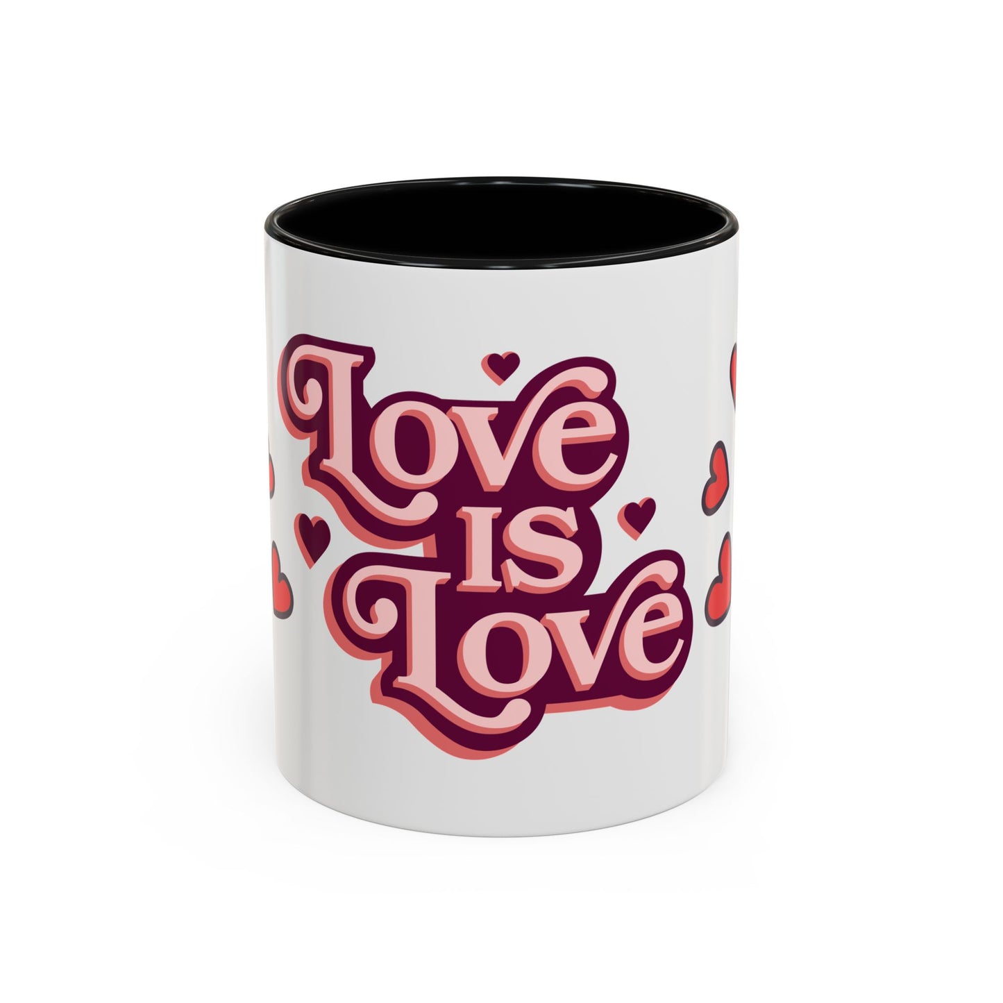 Love is Love Accent Coffee Mug | Cute Gift for Friends, LGBTQ+ Pride, Valentine's Day, Home Decor, Heart Design