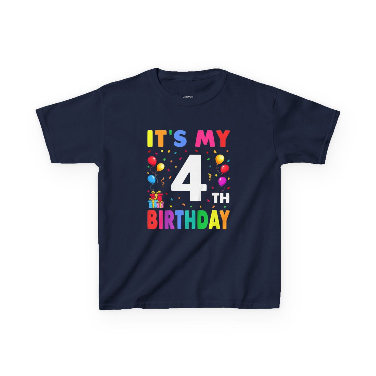 Kids Birthday Tee, Fun Party Shirt, 4th Birthday Celebration, Children's Gift, Kids Cotton Tee, Colorful Party Outfit