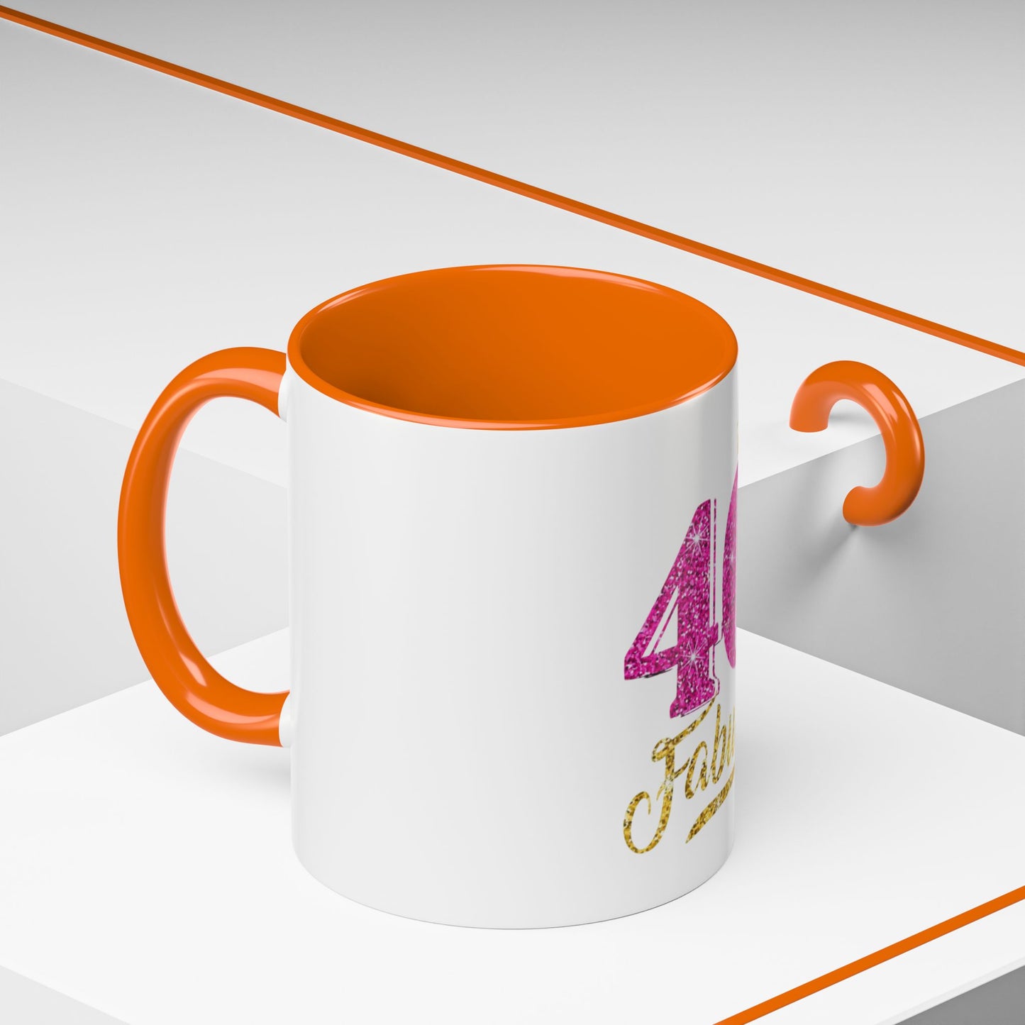 40 & Fabulous Glitter Accent Coffee Mug | Birthday Gift, 40th Celebration, Fun Memento, Personalized Mug, Women’s Coffee Cup