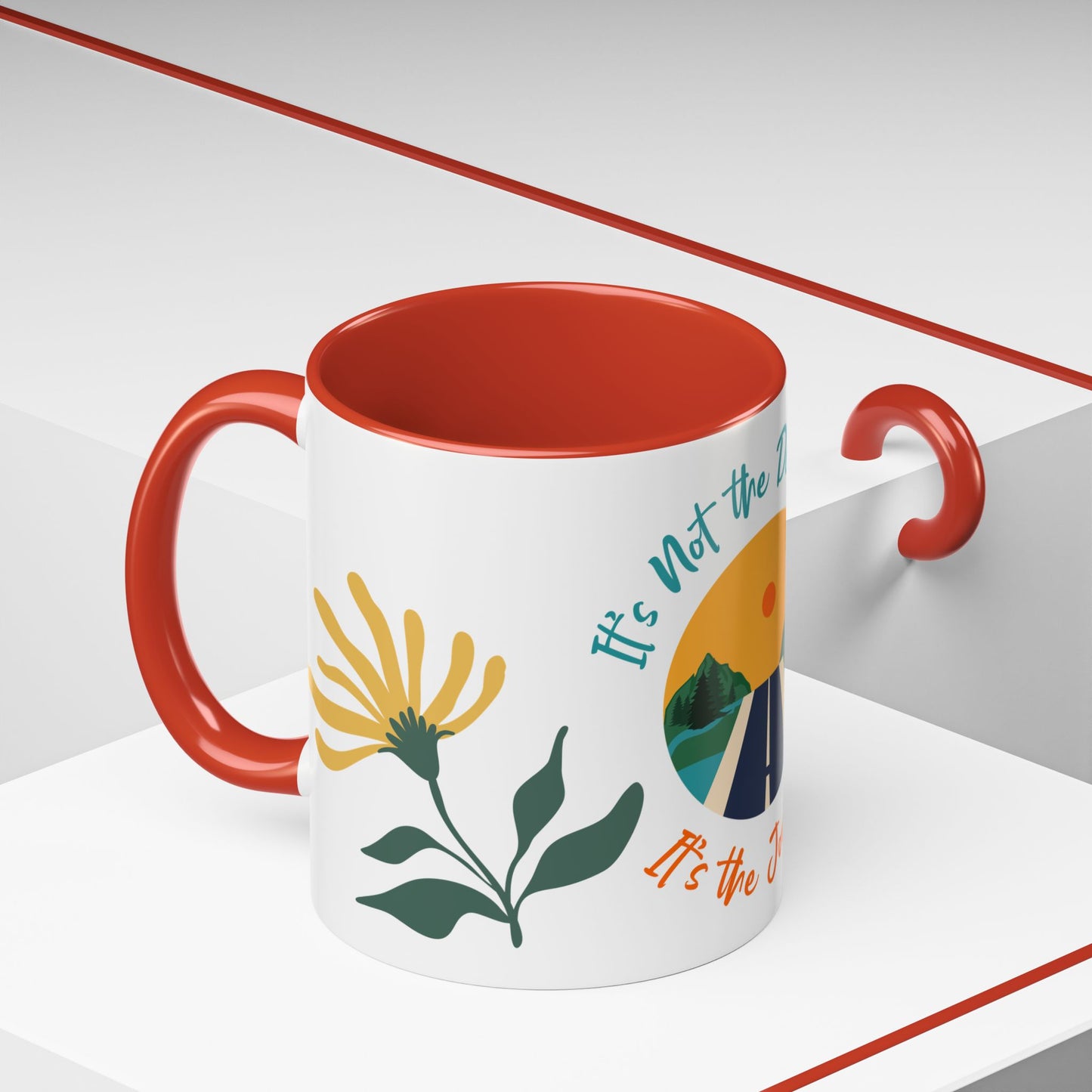 Journey Coffee Mug - Inspirational Accent Mug for Travelers, Road Trip Gift, Motivational Drinkware, Adventure Mug, Nature Coffee Cup