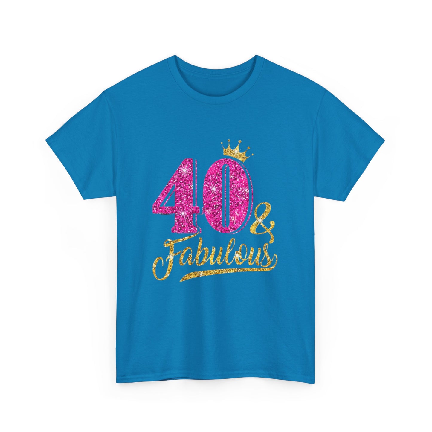 40 & Fabulous Unisex Heavy Cotton Tee | Birthday Gift, Celebration Shirt, Trendy Top, Party Wear, Fashionable Tee