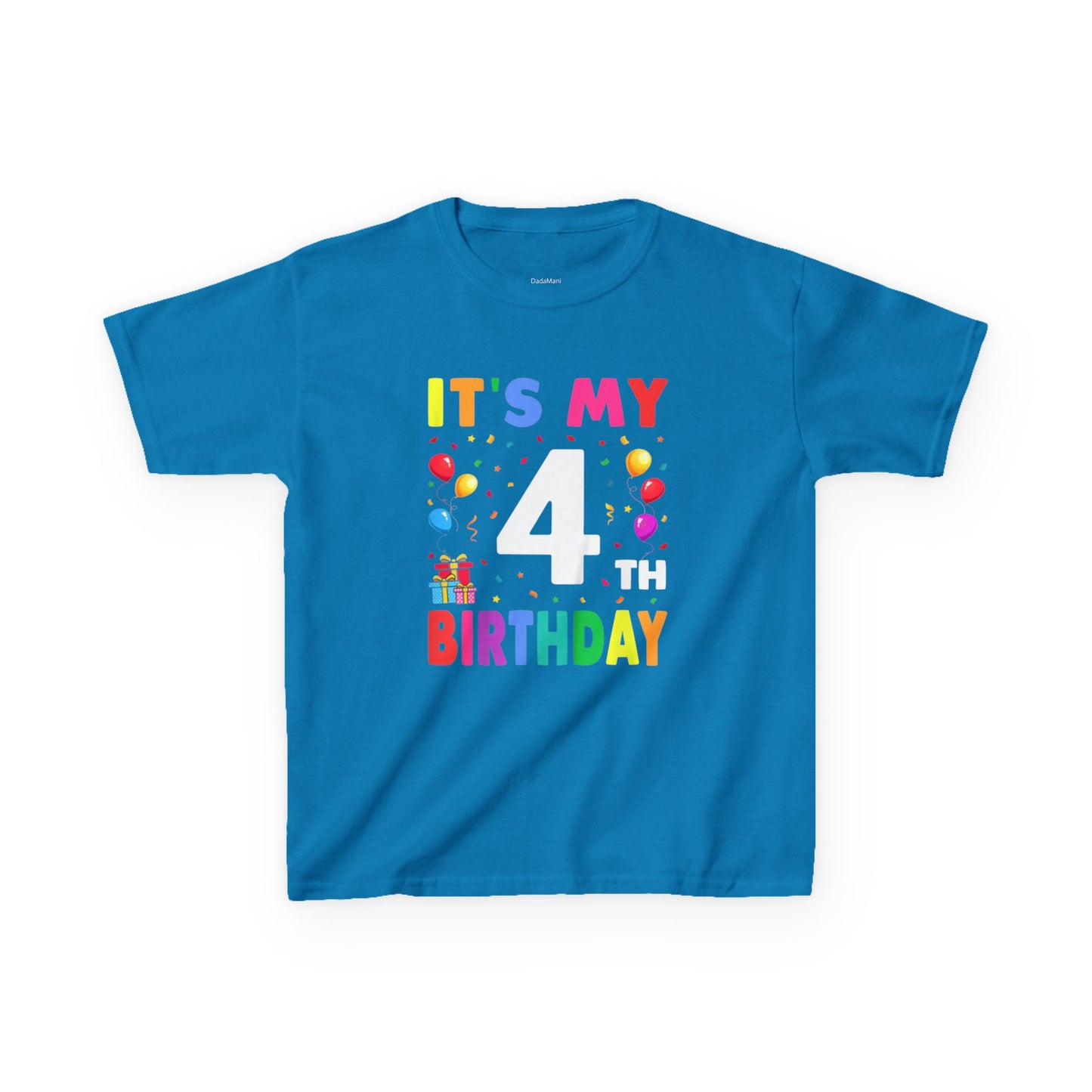 Kids Birthday Tee, Fun Party Shirt, 4th Birthday Celebration, Children's Gift, Kids Cotton Tee, Colorful Party Outfit