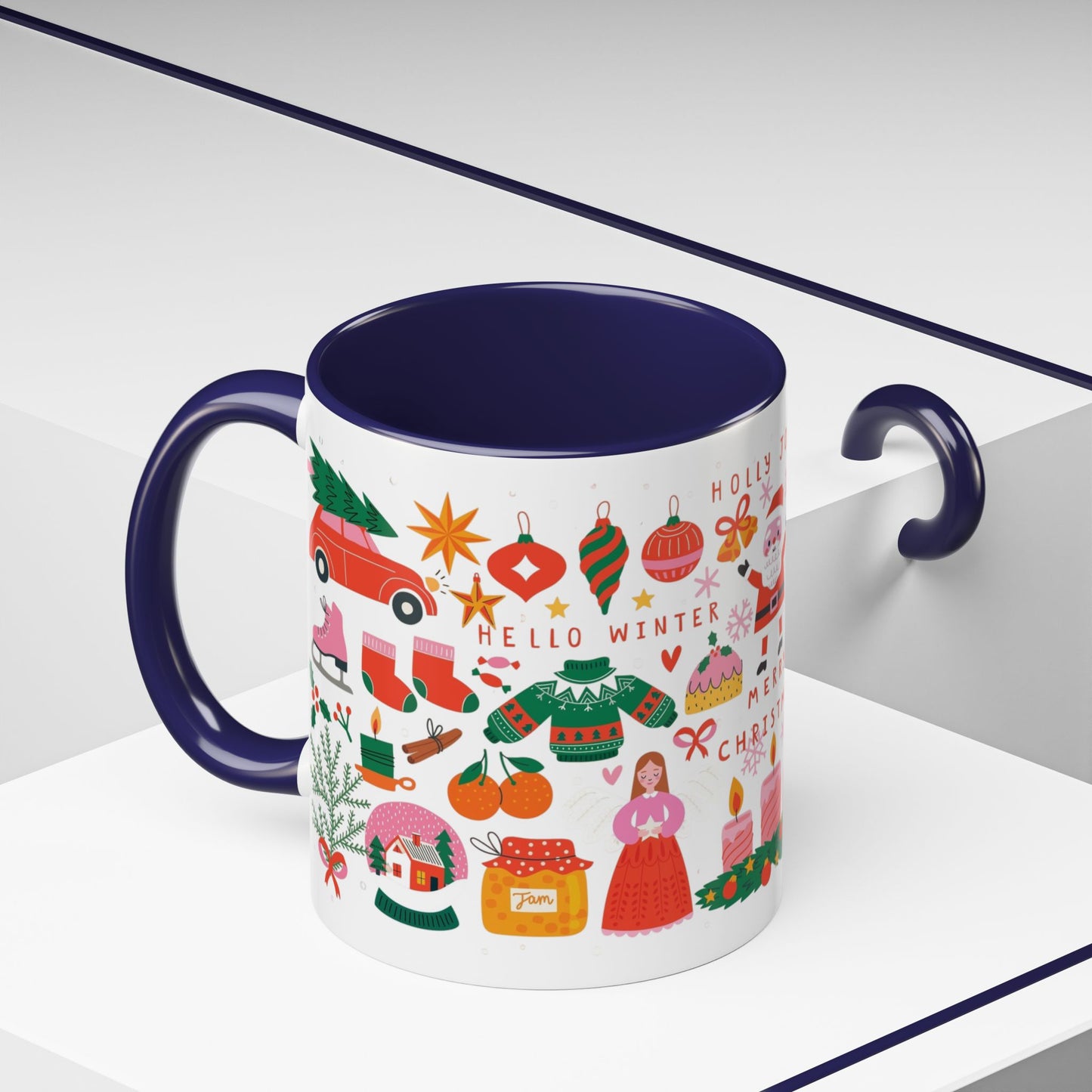 Festive Holiday Coffee Mug, Merry Christmas Mug, Winter Drinkware, Cute Santa Cup, Gift for Coffee Lovers, Holiday Decor