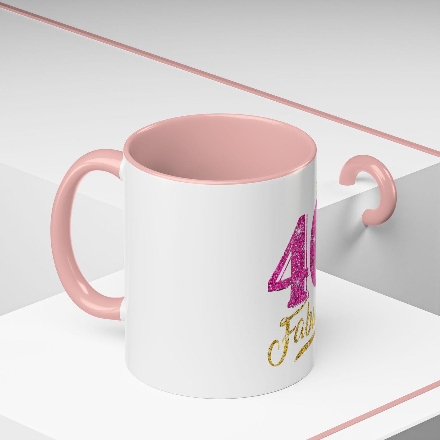 40 & Fabulous Glitter Accent Coffee Mug | Birthday Gift, 40th Celebration, Fun Memento, Personalized Mug, Women’s Coffee Cup