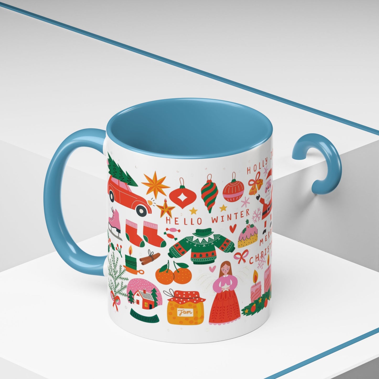 Festive Holiday Coffee Mug, Merry Christmas Mug, Winter Drinkware, Cute Santa Cup, Gift for Coffee Lovers, Holiday Decor