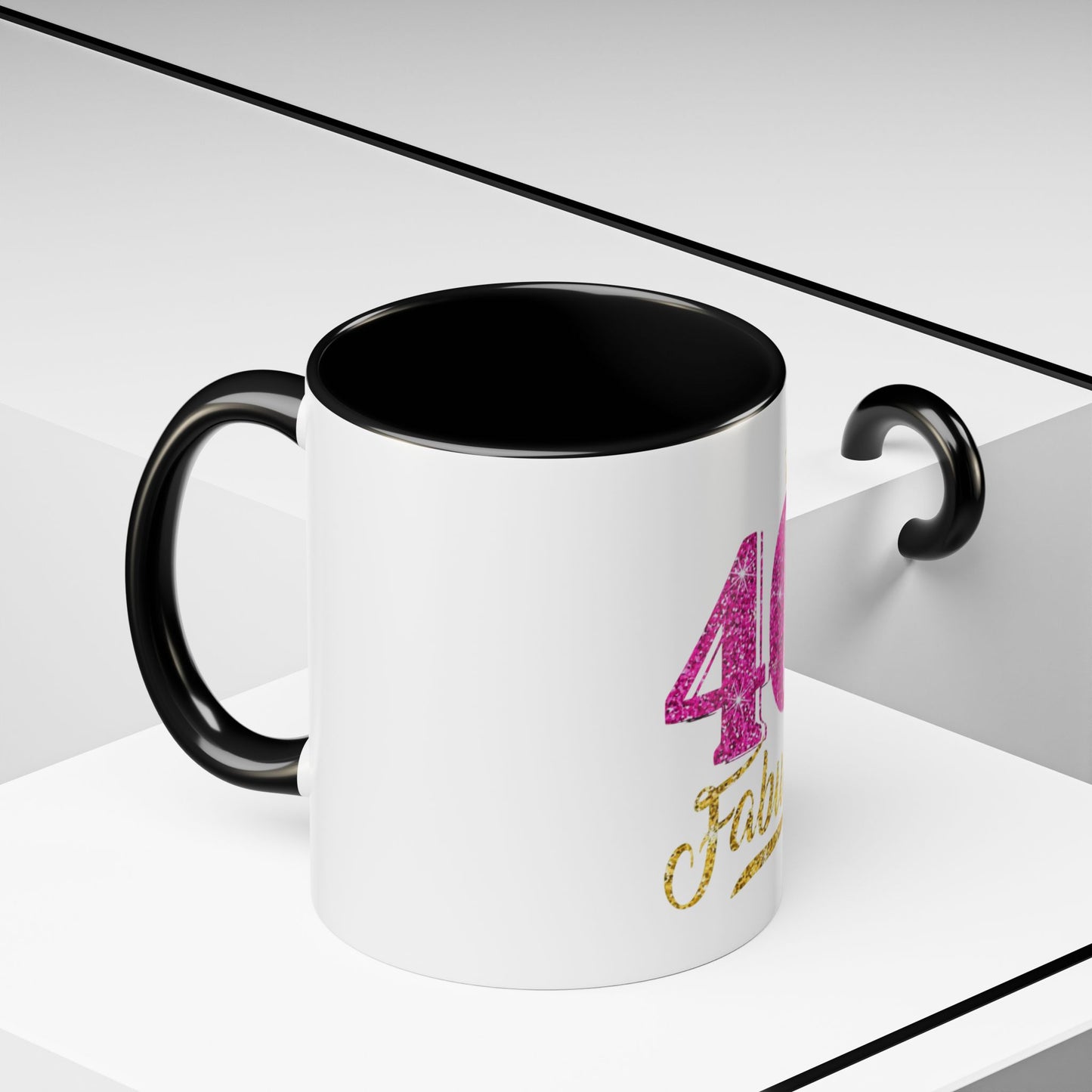 40 & Fabulous Glitter Accent Coffee Mug | Birthday Gift, 40th Celebration, Fun Memento, Personalized Mug, Women’s Coffee Cup