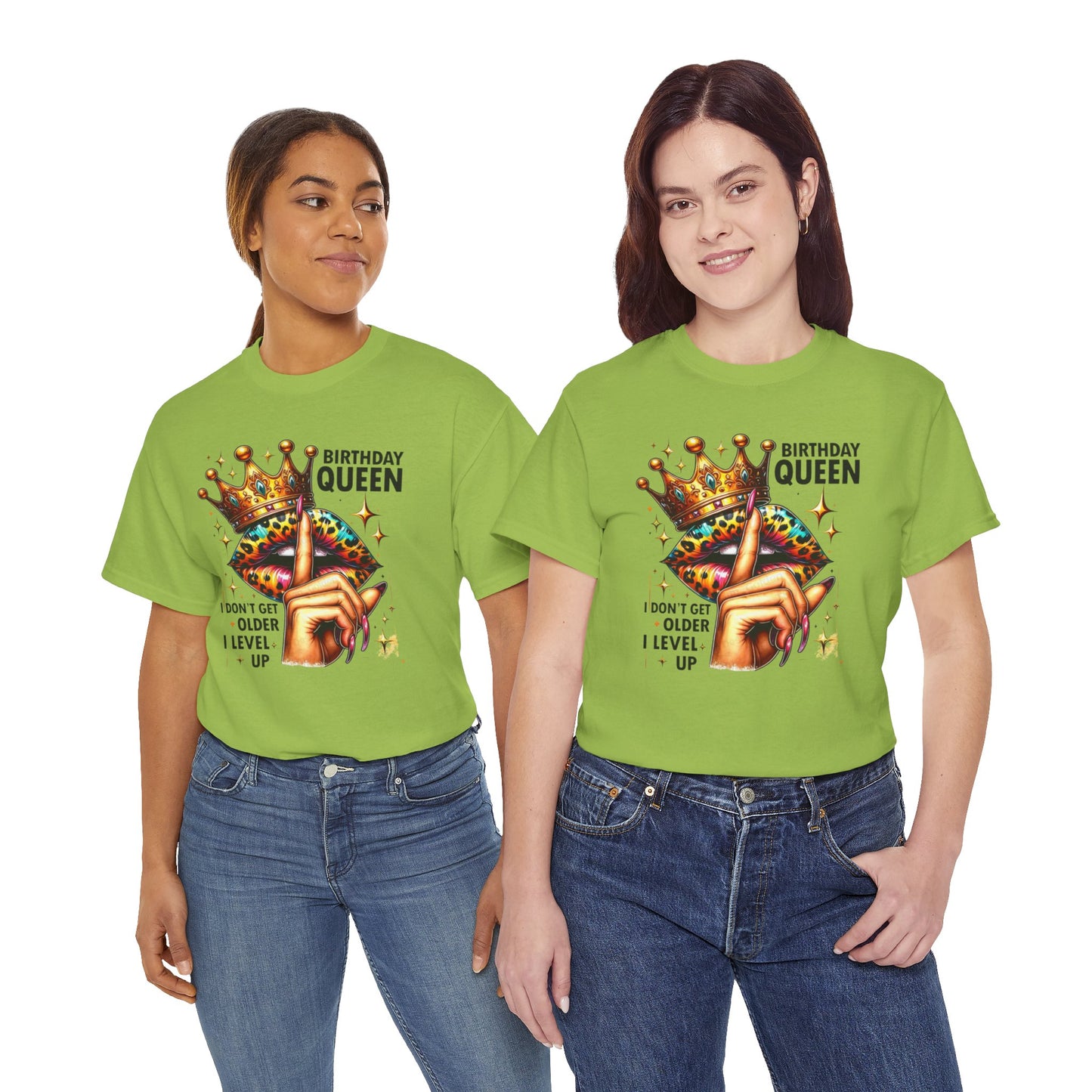 Unisex Heavy Cotton Tee, "Birthday Queen I don't get older I level up".