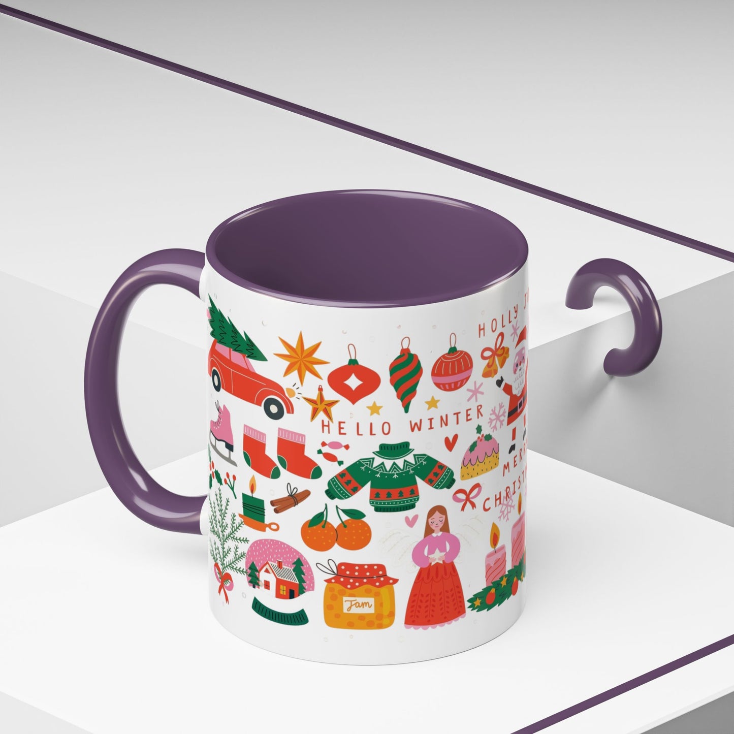 Festive Holiday Coffee Mug, Merry Christmas Mug, Winter Drinkware, Cute Santa Cup, Gift for Coffee Lovers, Holiday Decor