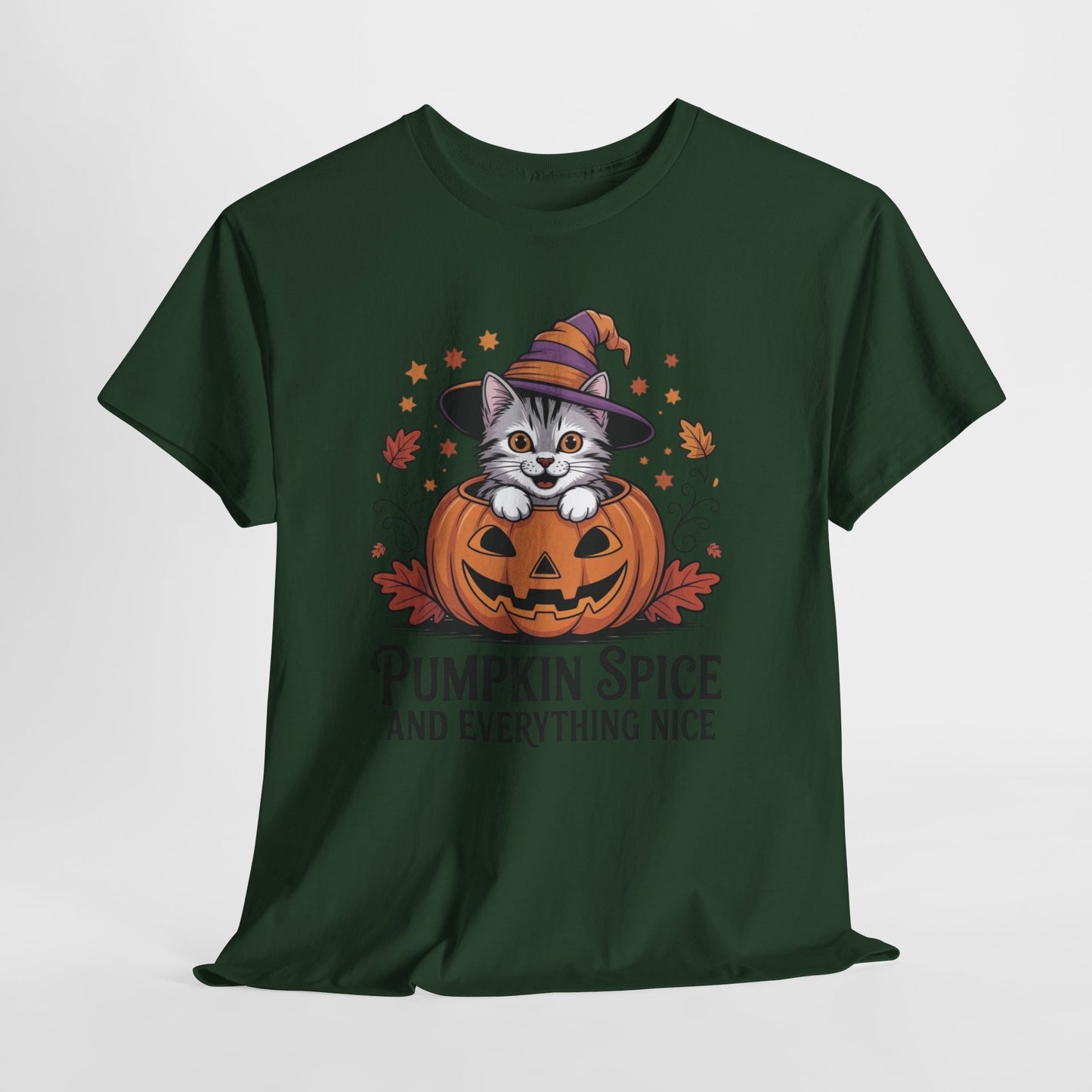 Pumpkin Spice Cat Tee - Cozy Fall T-Shirt, Halloween Shirt, Autumn Fashion, Cat Lover Gift, Cute Graphic Tee