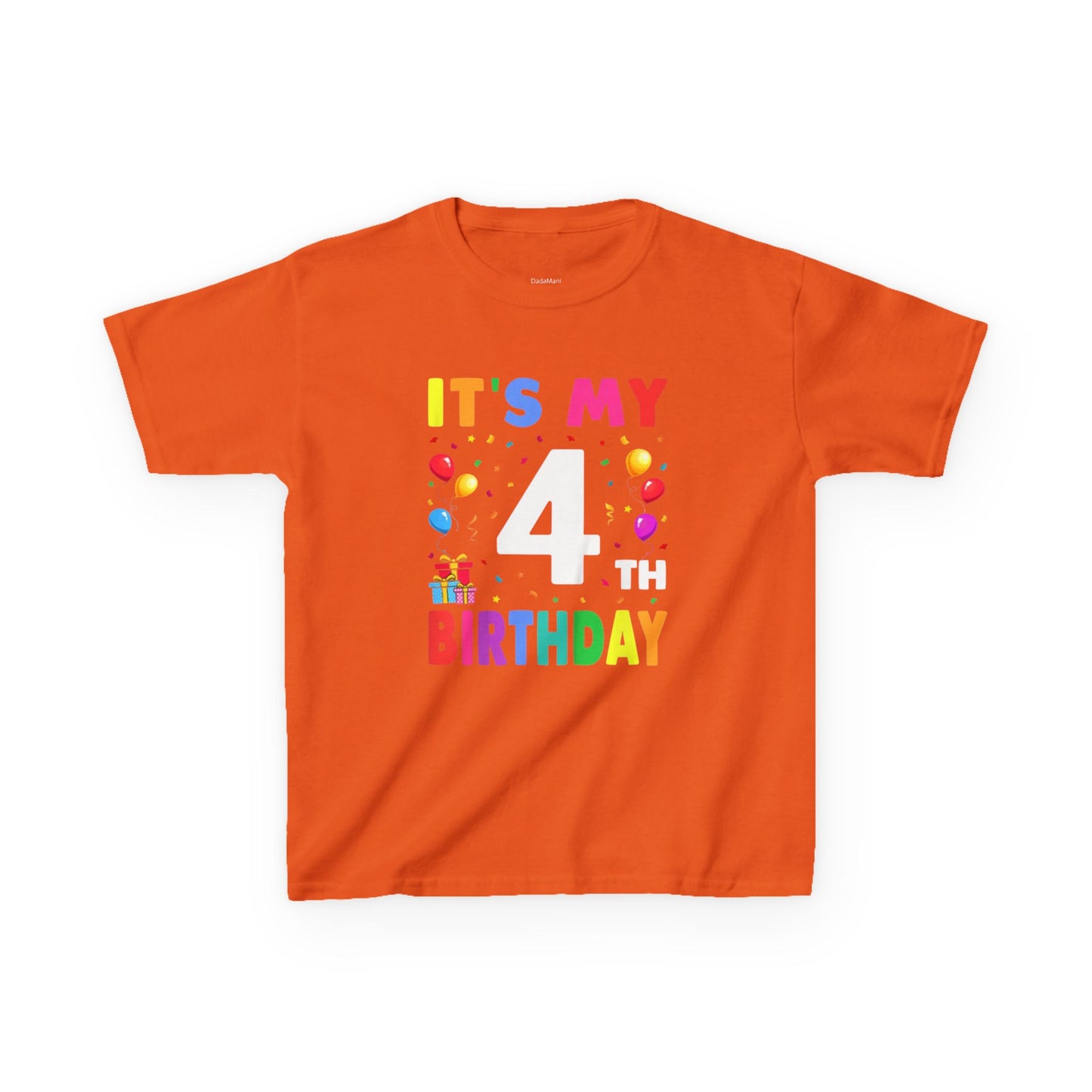 Kids Birthday Tee, Fun Party Shirt, 4th Birthday Celebration, Children's Gift, Kids Cotton Tee, Colorful Party Outfit