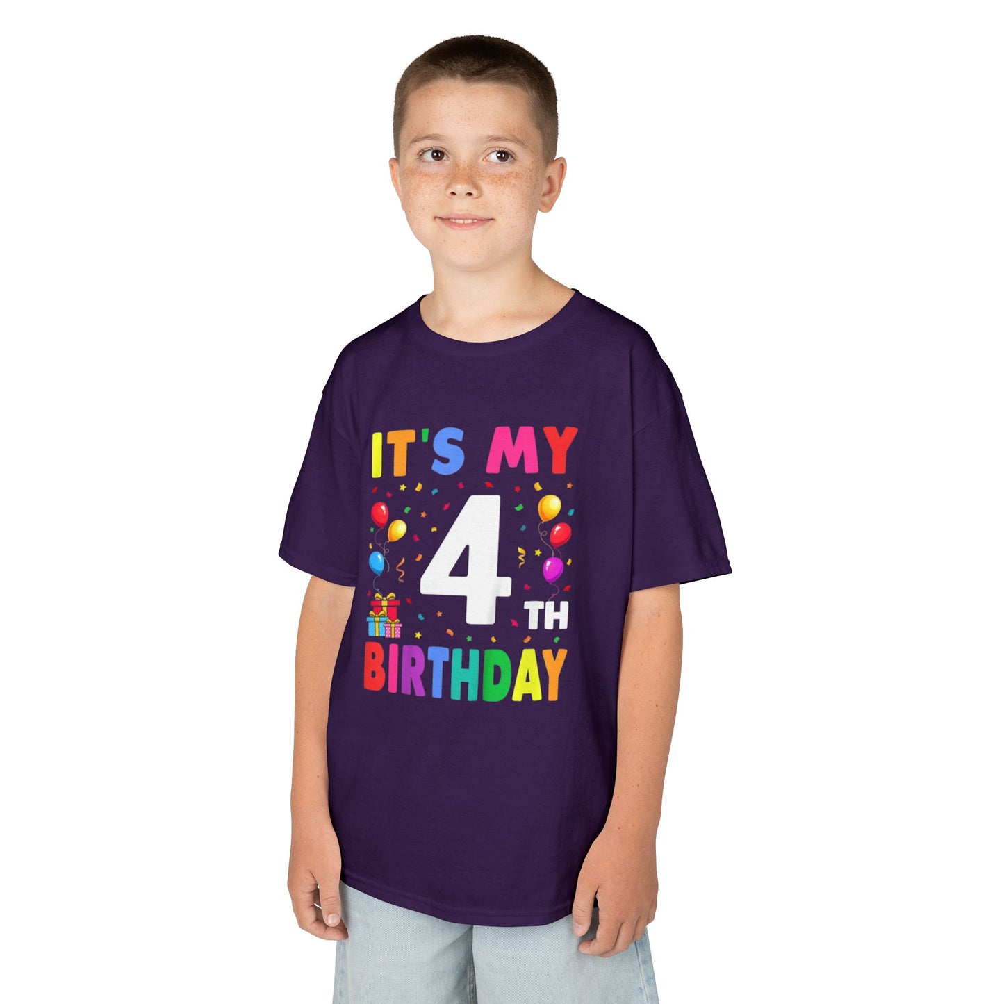 Kids Birthday Tee, Fun Party Shirt, 4th Birthday Celebration, Children's Gift, Kids Cotton Tee, Colorful Party Outfit