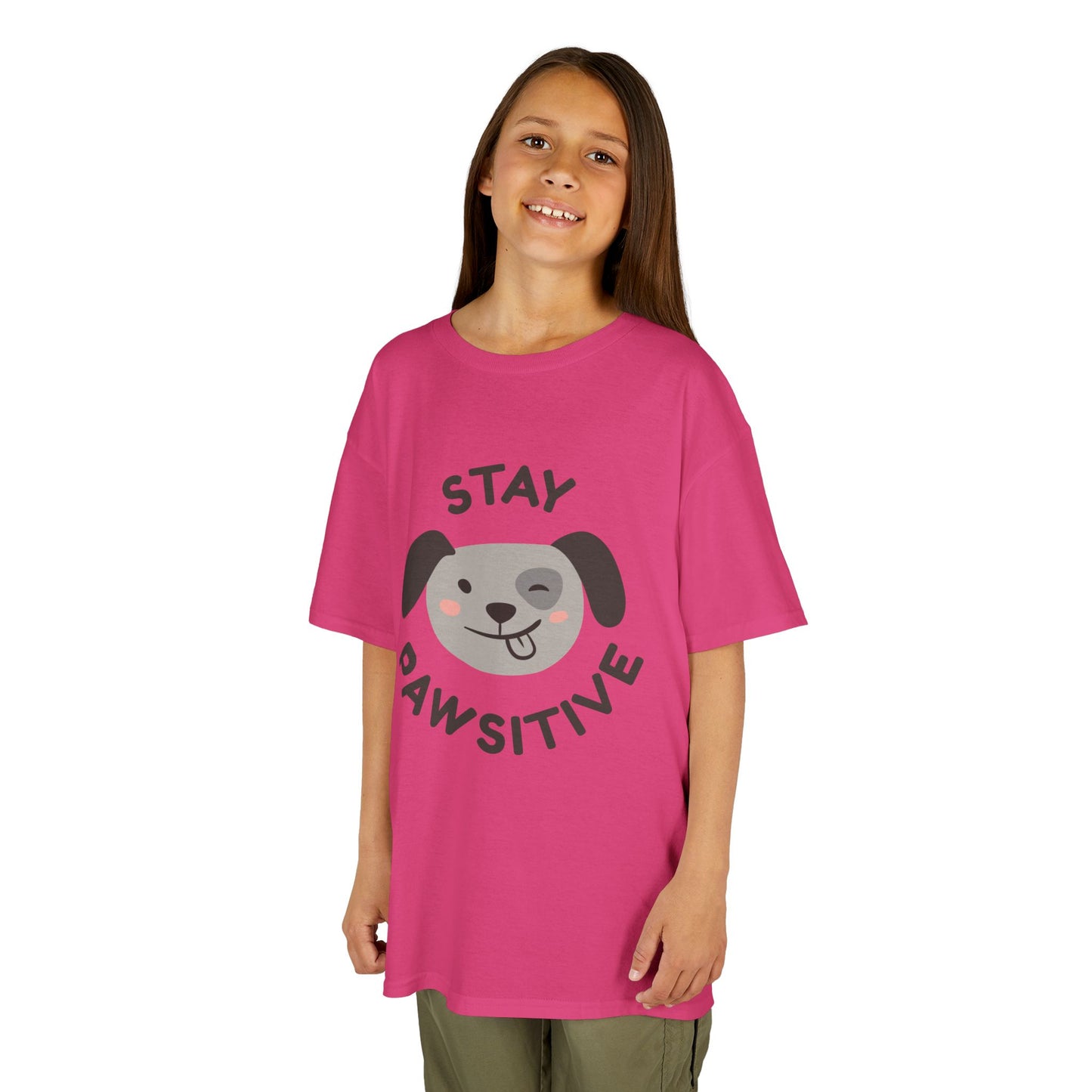 Kids Stay Pawsitive Tee, Fun Kids T-Shirt, Gift for Animal Lovers, Positive Message Tee, Birthday Gift for Kids, Dog Lover Apparel