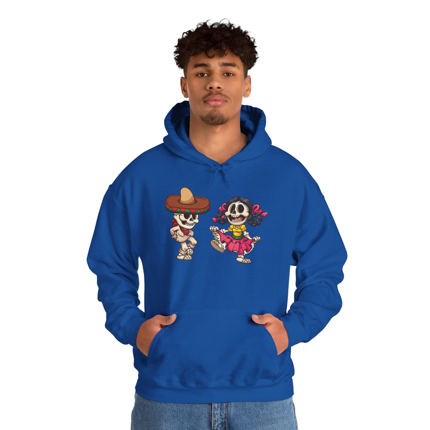 Dia de los Muertos Hooded Sweatshirt, Cozy Halloween Sweatshirt, Unisex Skeleton Hoodie, Fall Celebration Apparel, Casual Stylish Gift