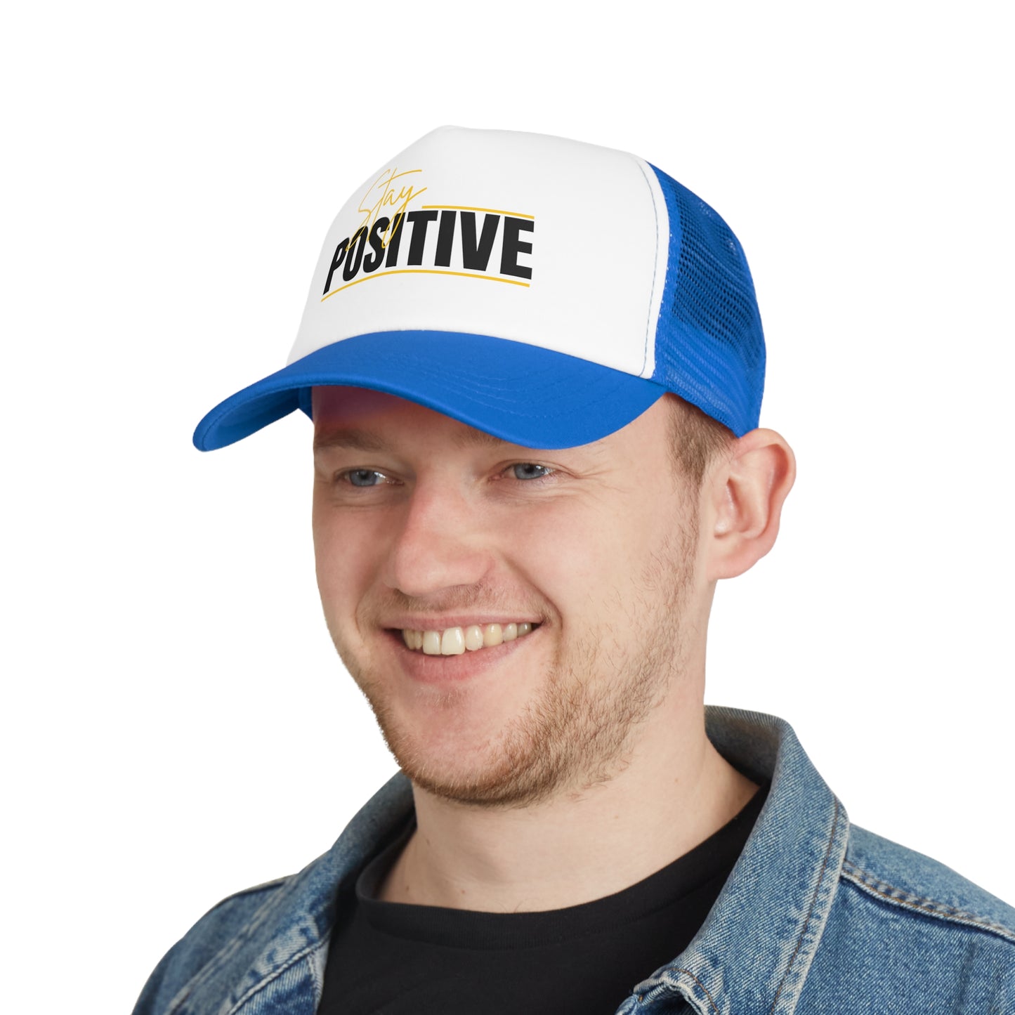 Stay Positive Mesh Cap | Inspirational Trucker Hat, Motivational Gift, Outdoor Wear, Summer Accessory, Positive Vibes