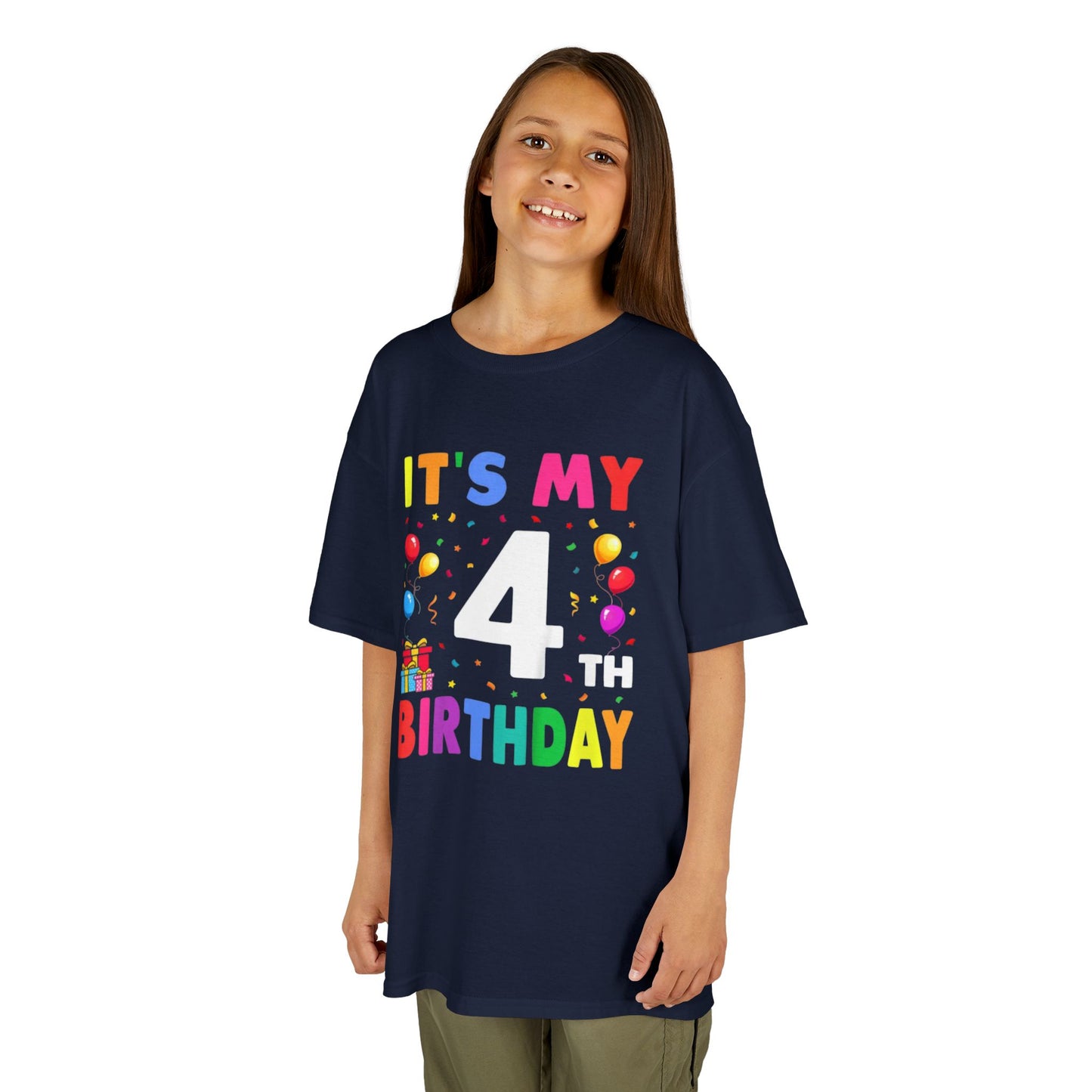 Kids Birthday Tee, Fun Party Shirt, 4th Birthday Celebration, Children's Gift, Kids Cotton Tee, Colorful Party Outfit