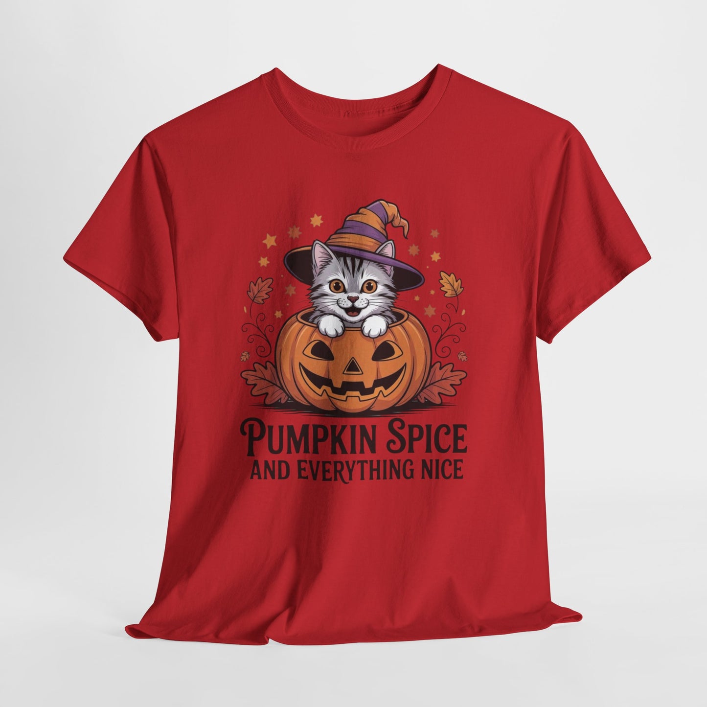 Pumpkin Spice Cat Tee - Cozy Fall T-Shirt, Halloween Shirt, Autumn Fashion, Cat Lover Gift, Cute Graphic Tee