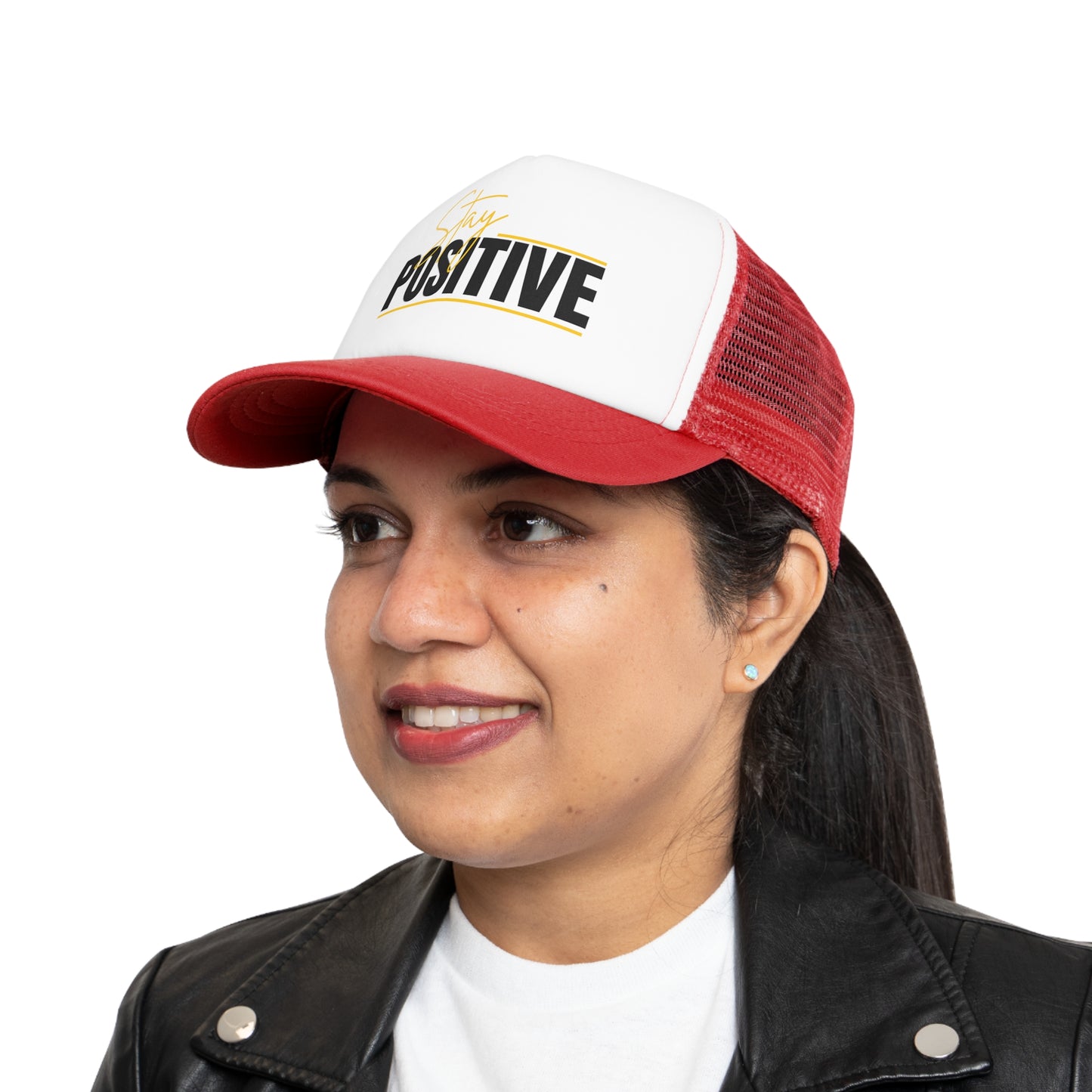 Stay Positive Mesh Cap | Inspirational Trucker Hat, Motivational Gift, Outdoor Wear, Summer Accessory, Positive Vibes