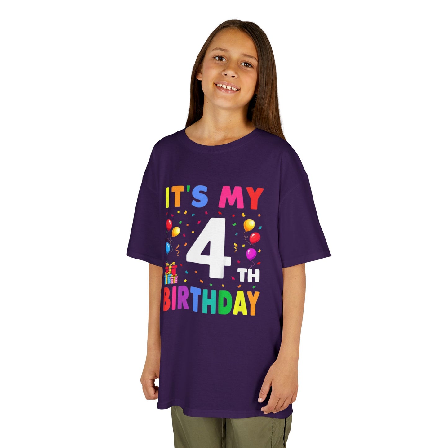 Kids Birthday Tee, Fun Party Shirt, 4th Birthday Celebration, Children's Gift, Kids Cotton Tee, Colorful Party Outfit