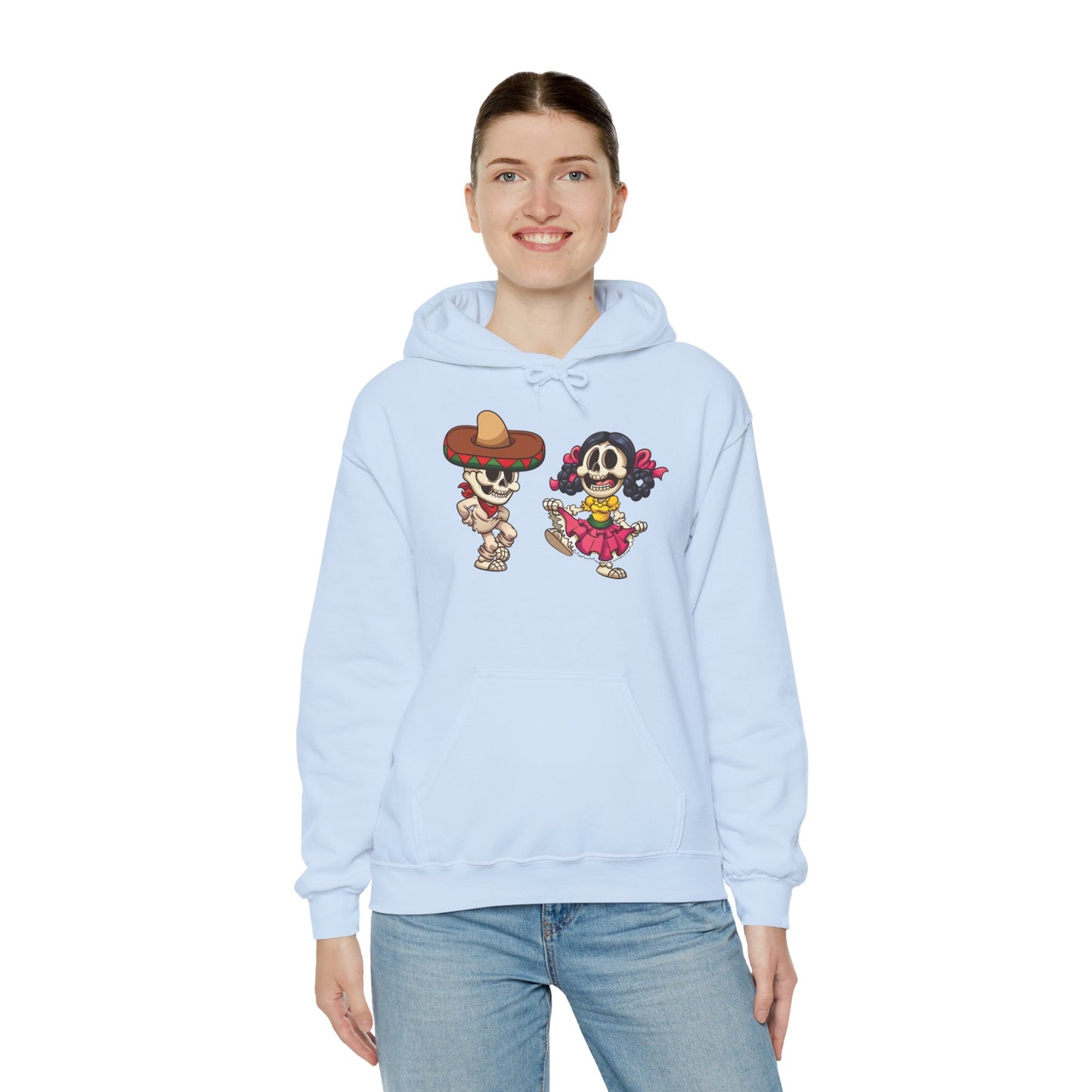 Dia de los Muertos Hooded Sweatshirt, Cozy Halloween Sweatshirt, Unisex Skeleton Hoodie, Fall Celebration Apparel, Casual Stylish Gift