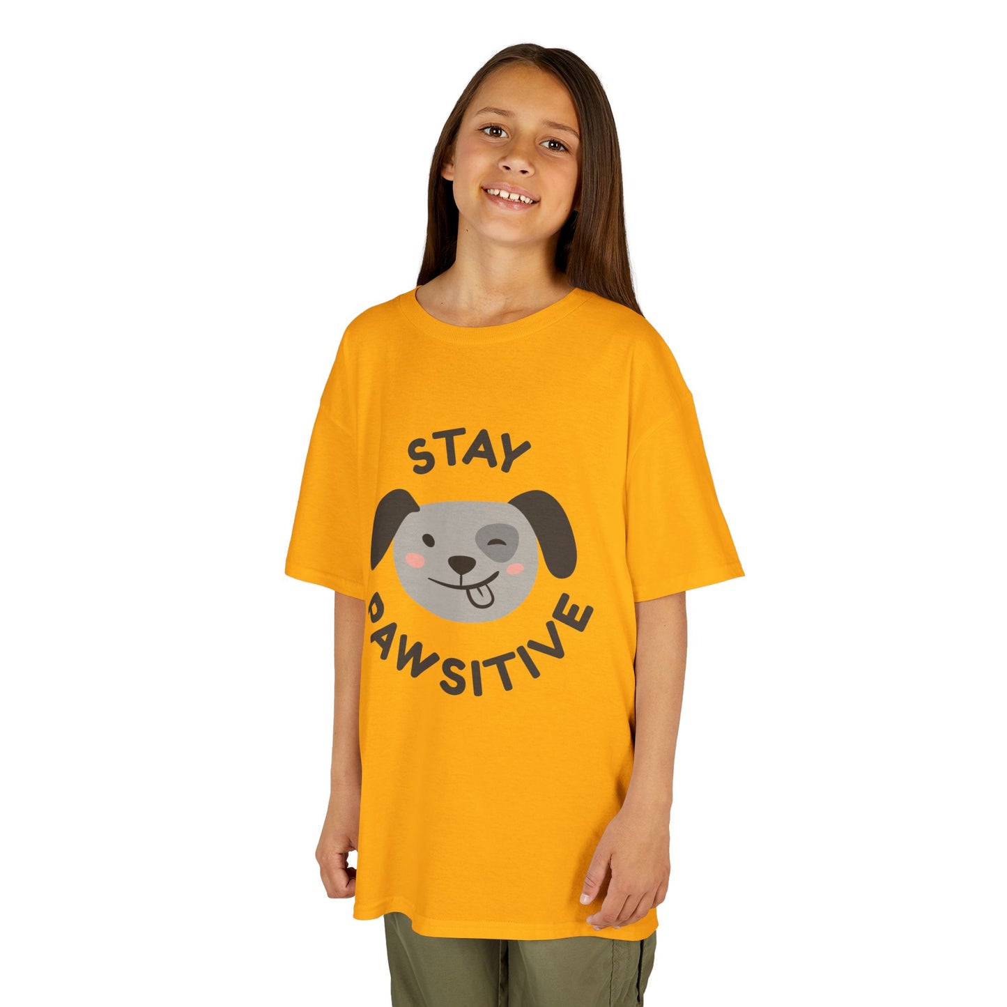 Kids Stay Pawsitive Tee, Fun Kids T-Shirt, Gift for Animal Lovers, Positive Message Tee, Birthday Gift for Kids, Dog Lover Apparel