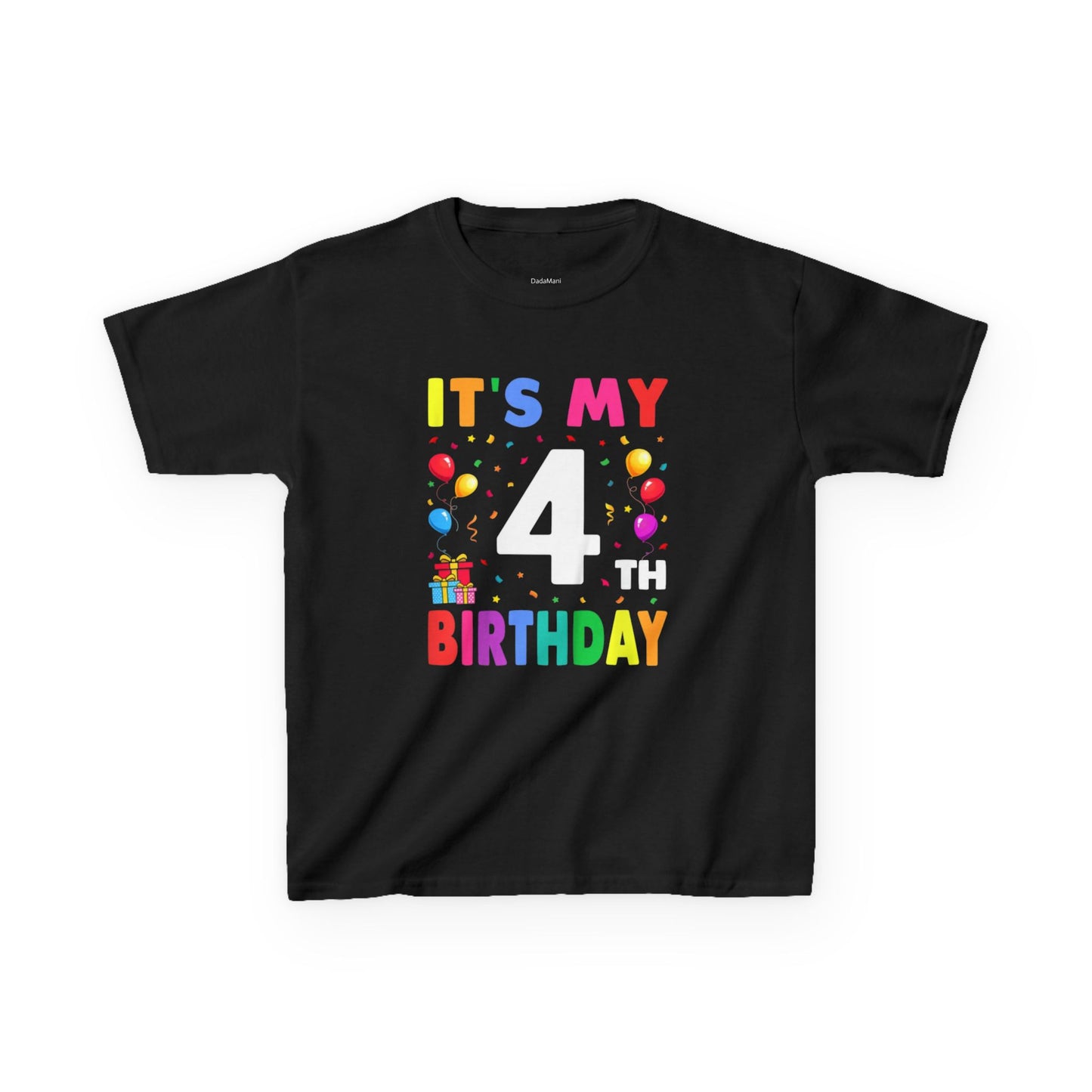 Kids Birthday Tee, Fun Party Shirt, 4th Birthday Celebration, Children's Gift, Kids Cotton Tee, Colorful Party Outfit