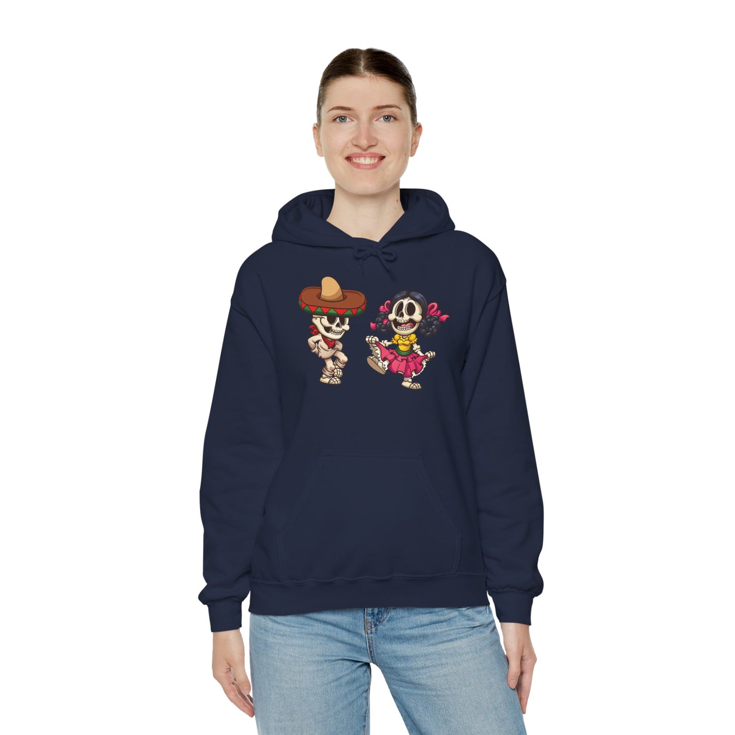 Dia de los Muertos Hooded Sweatshirt, Cozy Halloween Sweatshirt, Unisex Skeleton Hoodie, Fall Celebration Apparel, Casual Stylish Gift