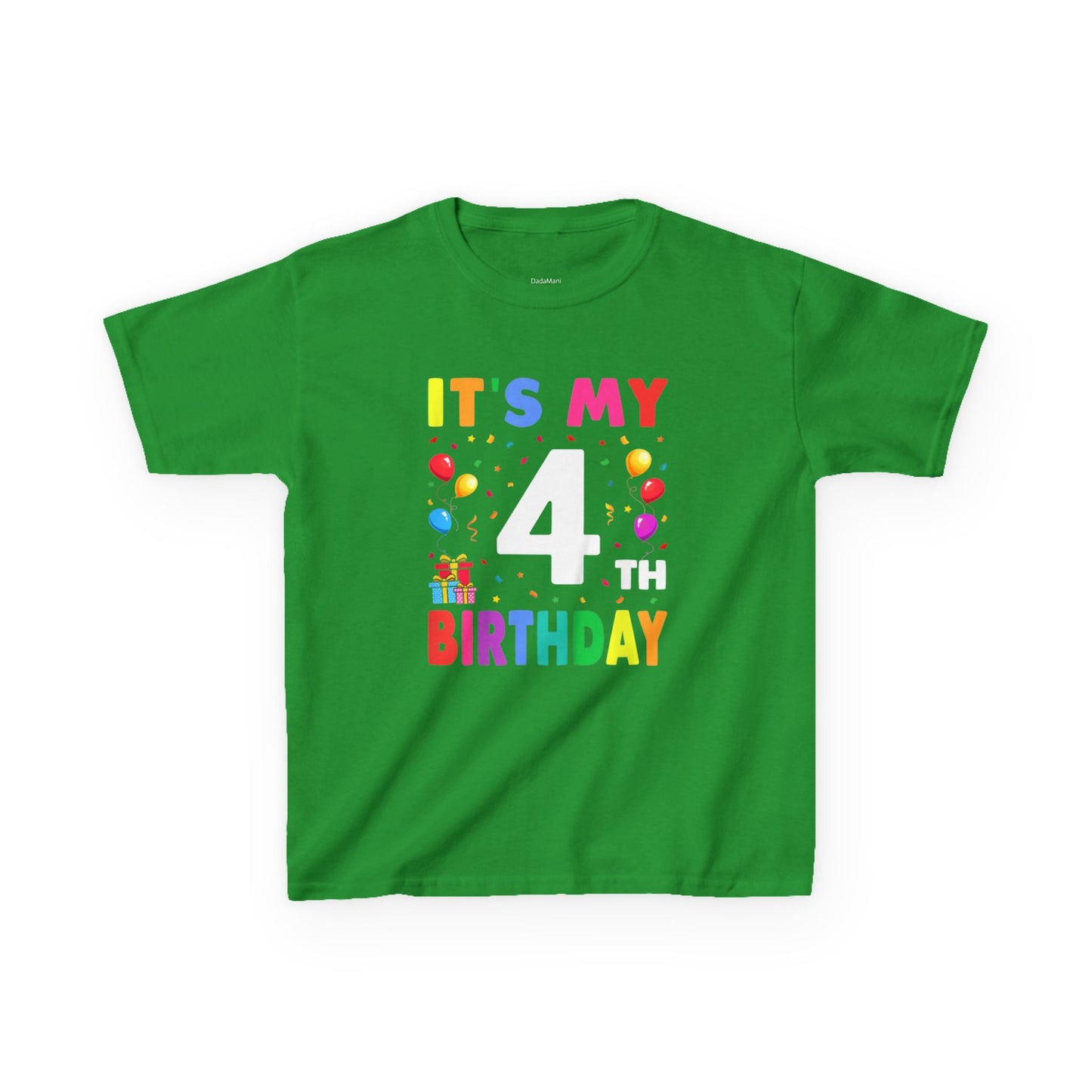 Kids Birthday Tee, Fun Party Shirt, 4th Birthday Celebration, Children's Gift, Kids Cotton Tee, Colorful Party Outfit