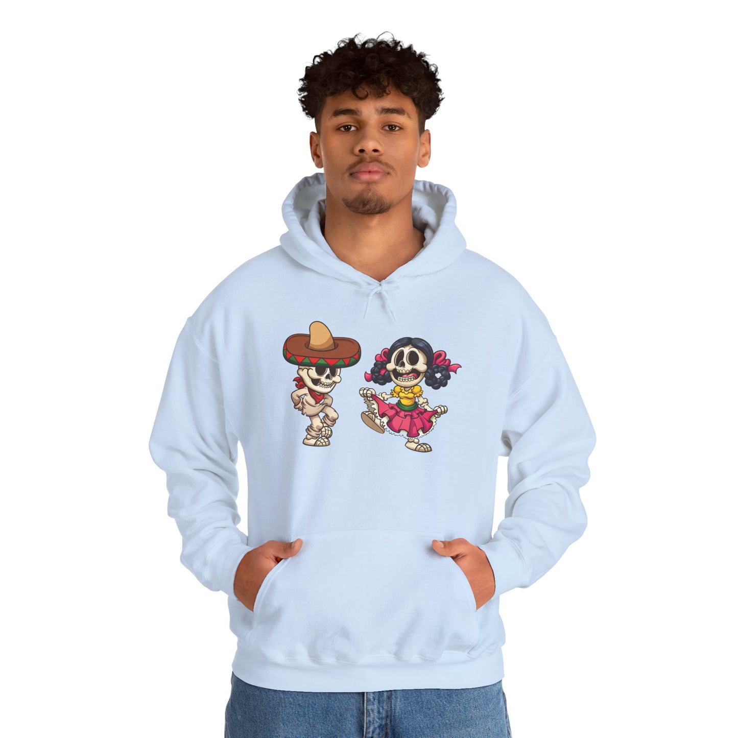 Dia de los Muertos Hooded Sweatshirt, Cozy Halloween Sweatshirt, Unisex Skeleton Hoodie, Fall Celebration Apparel, Casual Stylish Gift