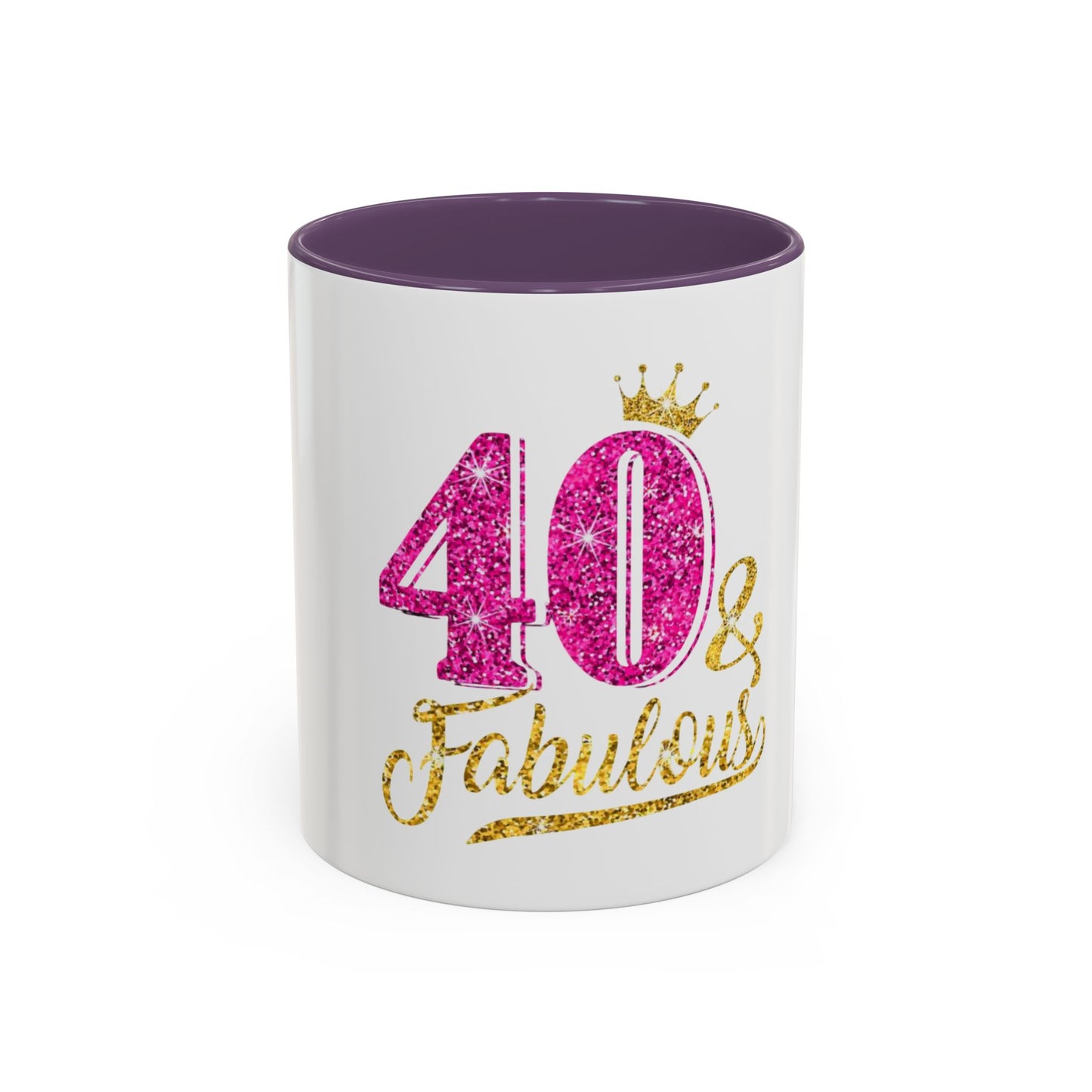 40 & Fabulous Glitter Accent Coffee Mug | Birthday Gift, 40th Celebration, Fun Memento, Personalized Mug, Women’s Coffee Cup