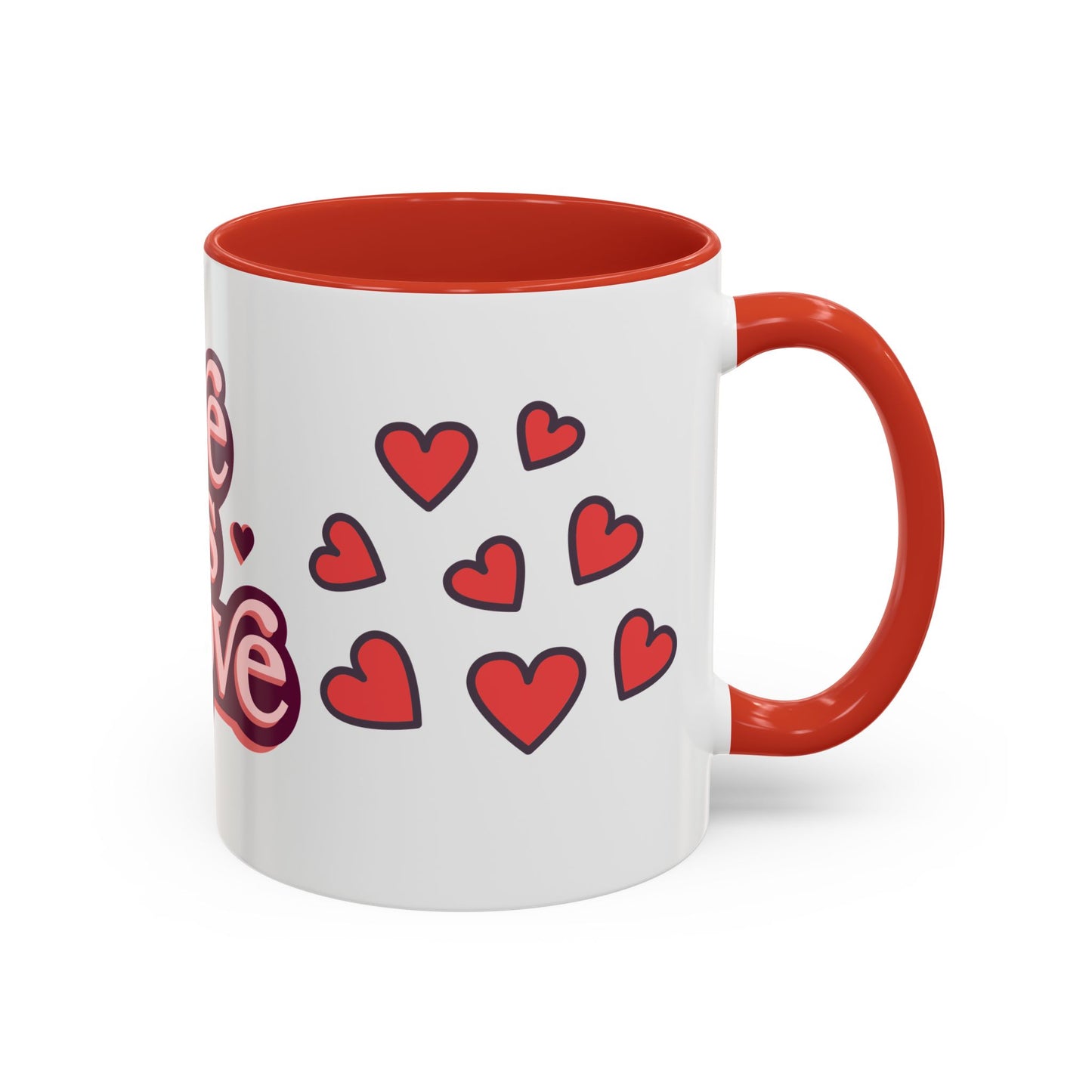 Love is Love Accent Coffee Mug | Cute Gift for Friends, LGBTQ+ Pride, Valentine's Day, Home Decor, Heart Design