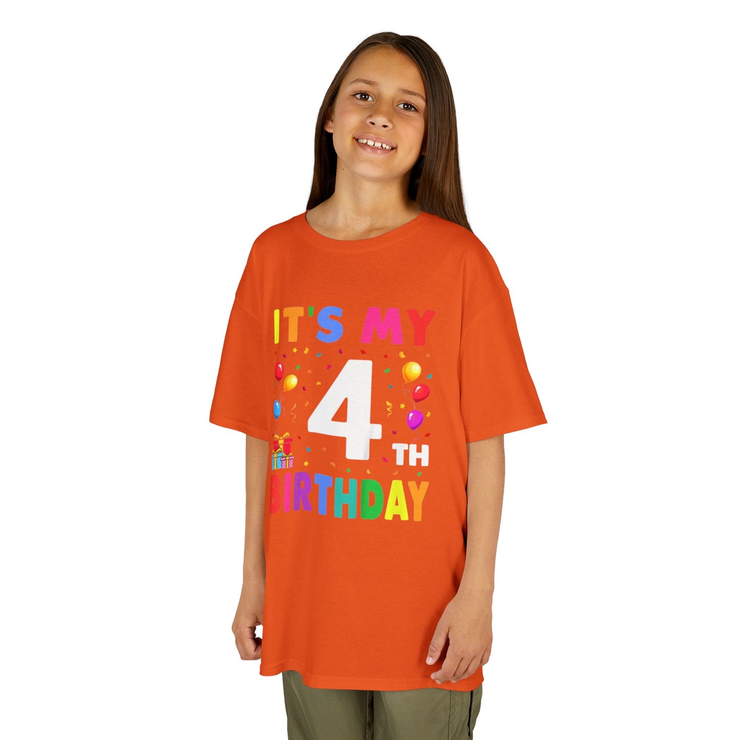 Kids Birthday Tee, Fun Party Shirt, 4th Birthday Celebration, Children's Gift, Kids Cotton Tee, Colorful Party Outfit
