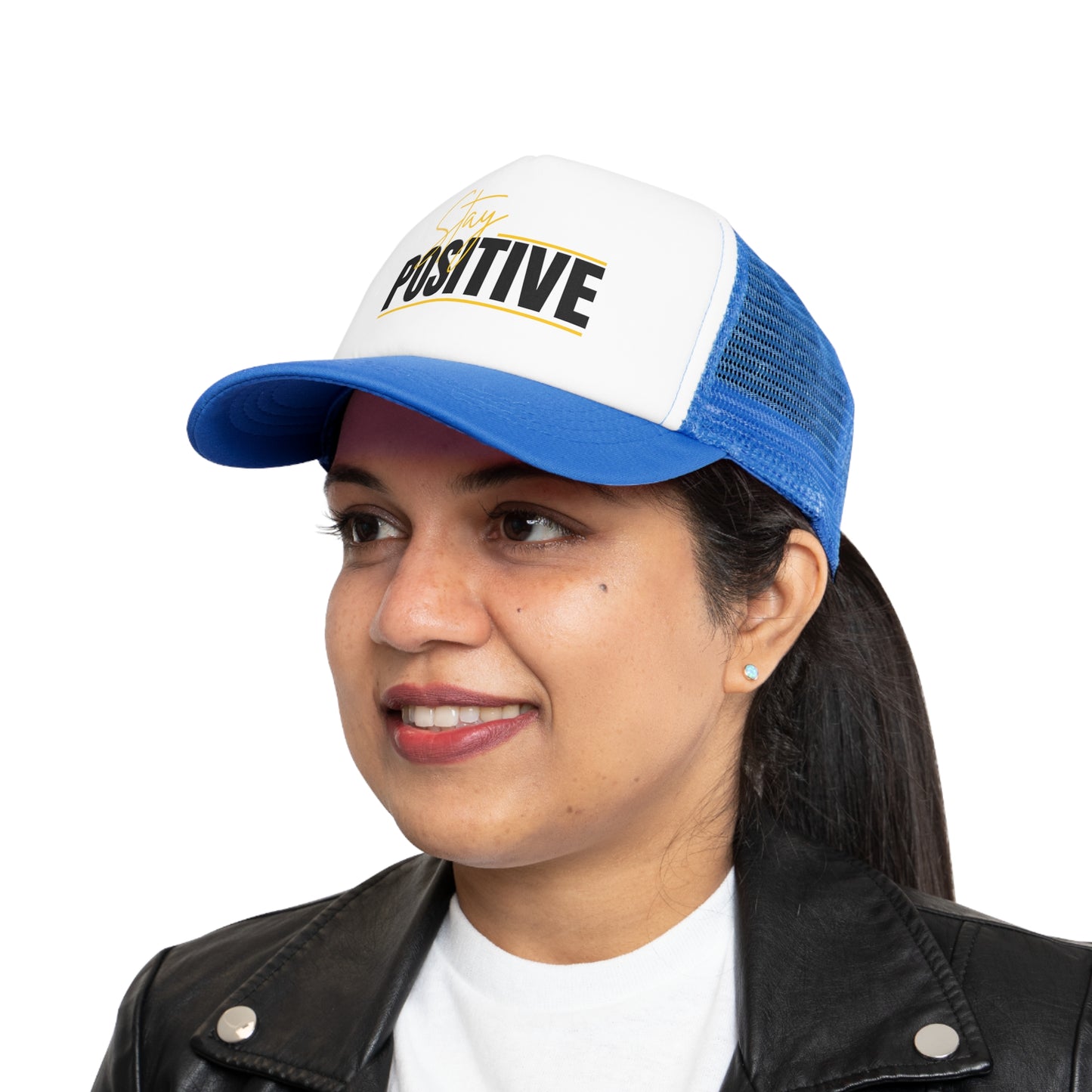 Stay Positive Mesh Cap | Inspirational Trucker Hat, Motivational Gift, Outdoor Wear, Summer Accessory, Positive Vibes