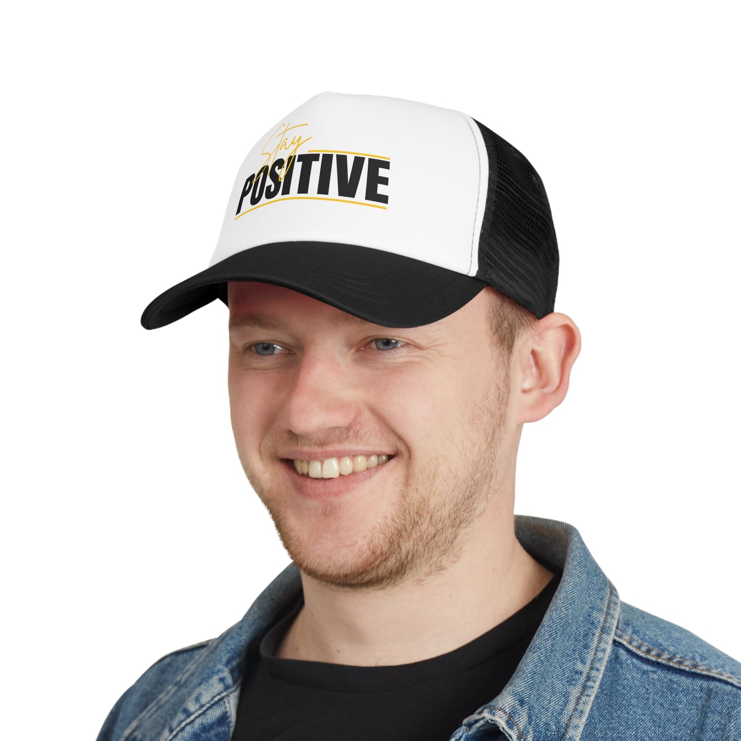 Stay Positive Mesh Cap | Inspirational Trucker Hat, Motivational Gift, Outdoor Wear, Summer Accessory, Positive Vibes