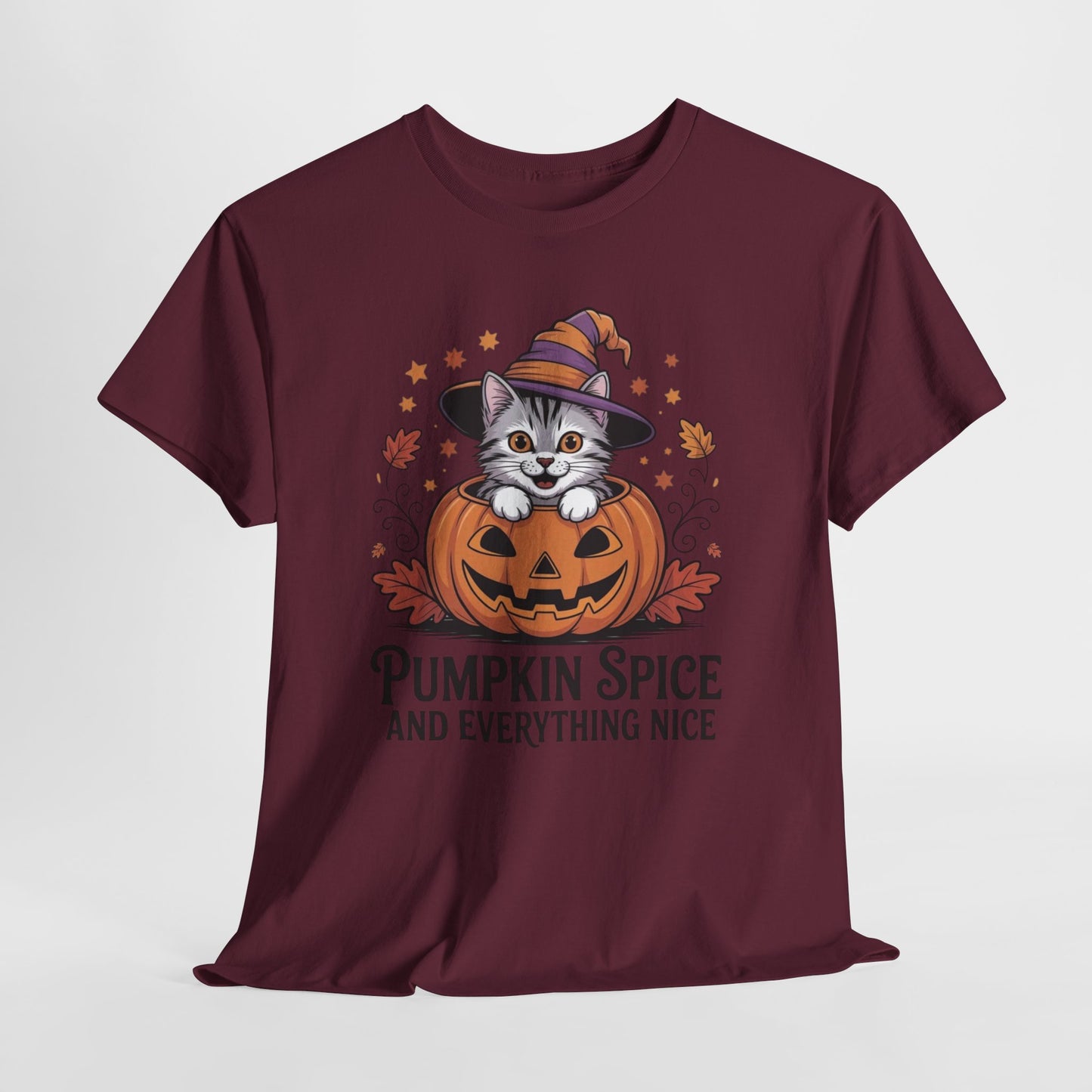 Pumpkin Spice Cat Tee - Cozy Fall T-Shirt, Halloween Shirt, Autumn Fashion, Cat Lover Gift, Cute Graphic Tee