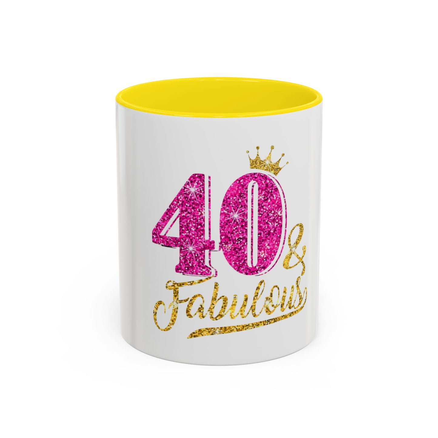 40 & Fabulous Glitter Accent Coffee Mug | Birthday Gift, 40th Celebration, Fun Memento, Personalized Mug, Women’s Coffee Cup