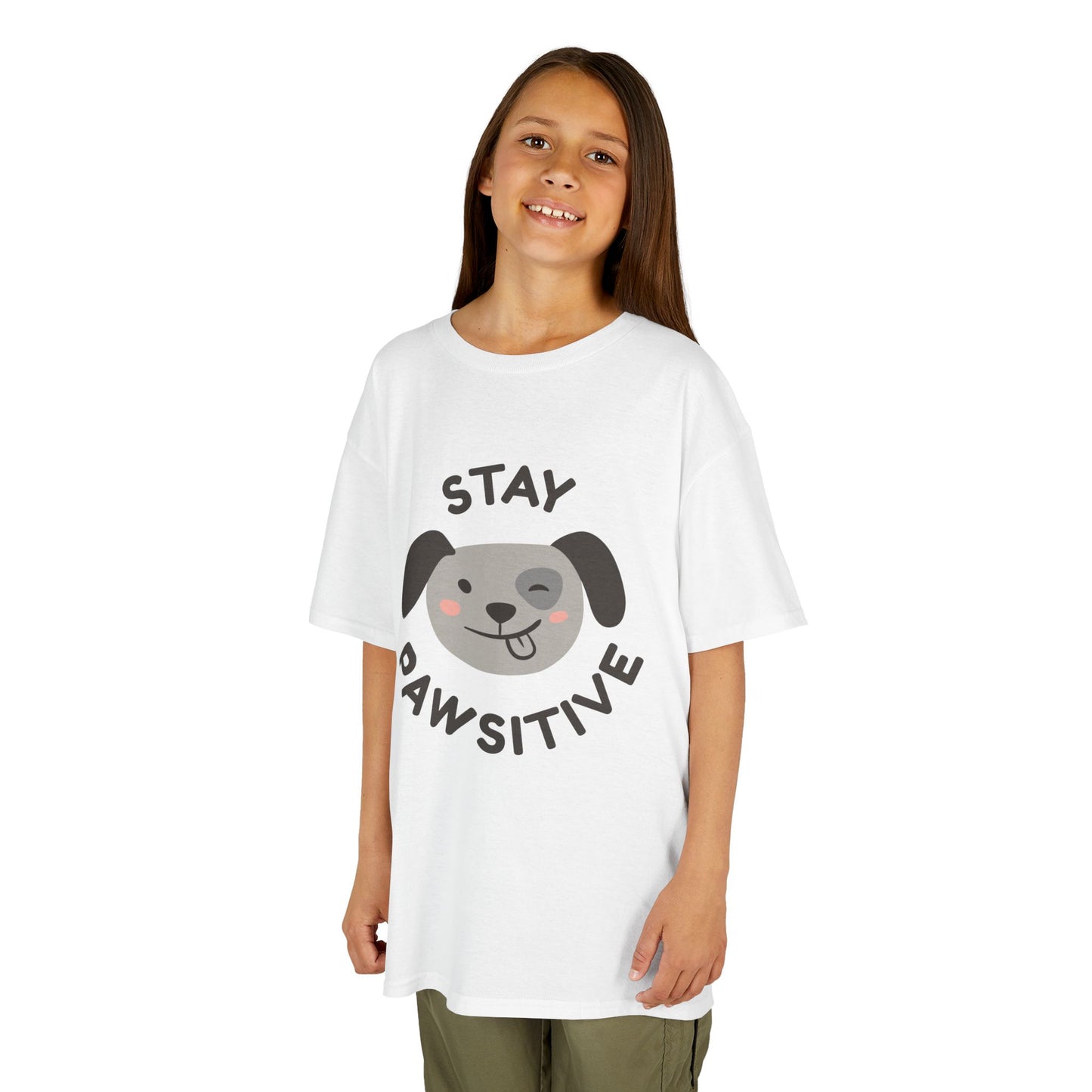 Kids Stay Pawsitive Tee, Fun Kids T-Shirt, Gift for Animal Lovers, Positive Message Tee, Birthday Gift for Kids, Dog Lover Apparel