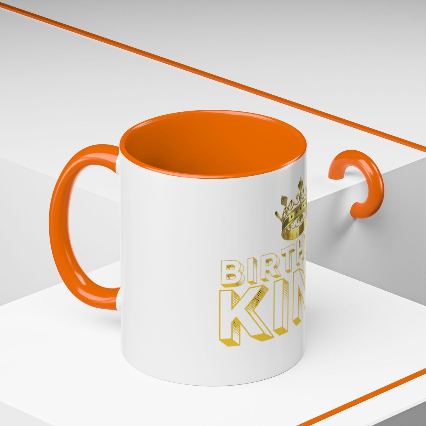 Birthday King Accent Coffee Mug - Celebrate, Gift, Black Mug, Crown Design, Funny Mug, 11oz, 15oz