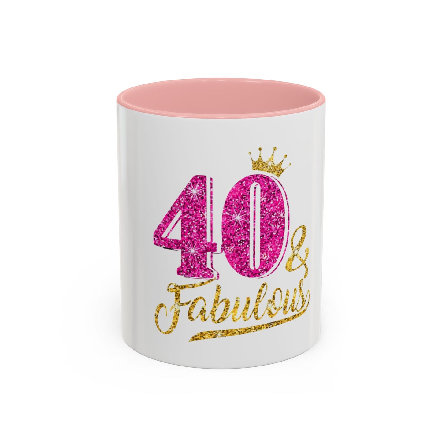 40 & Fabulous Glitter Accent Coffee Mug | Birthday Gift, 40th Celebration, Fun Memento, Personalized Mug, Women’s Coffee Cup