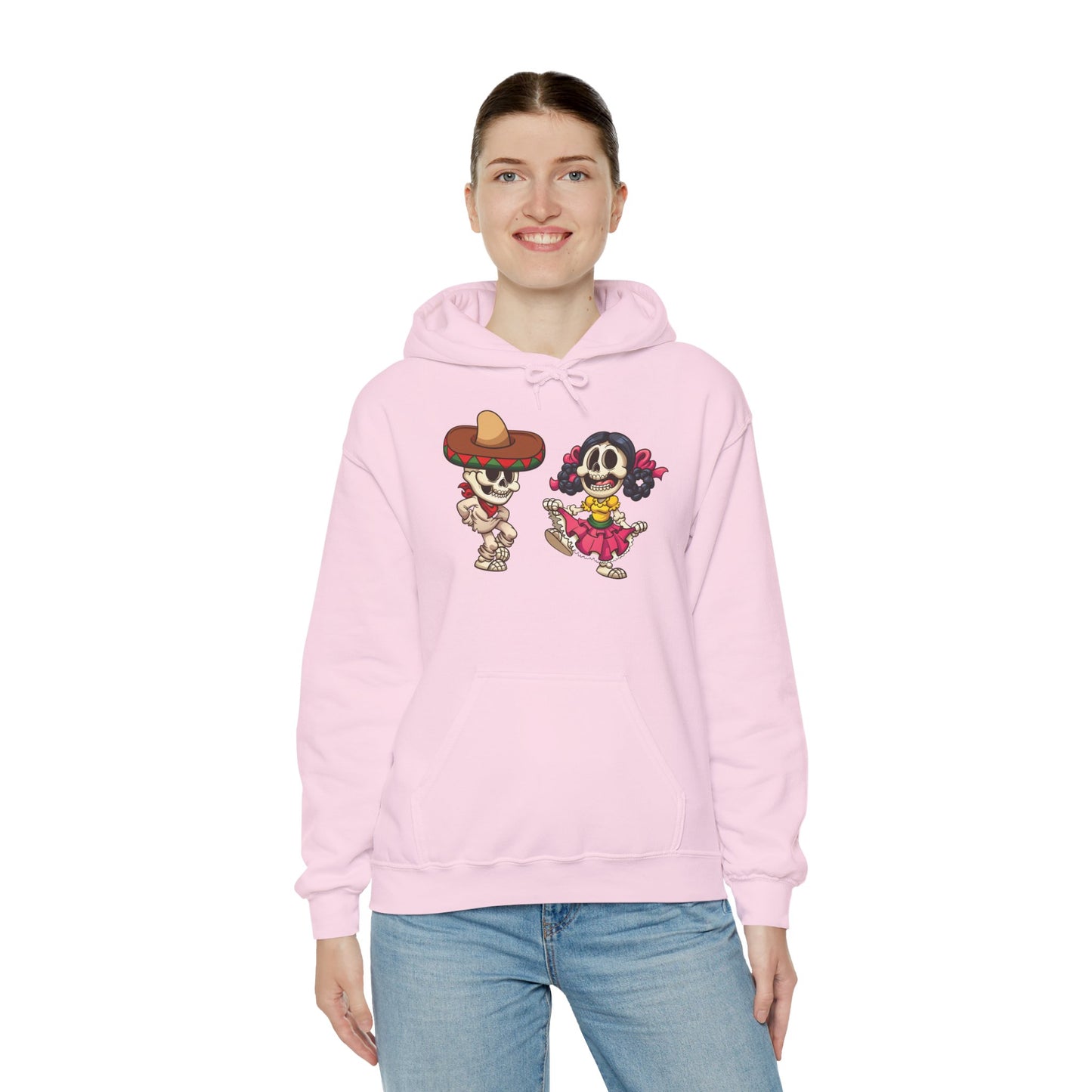 Dia de los Muertos Hooded Sweatshirt, Cozy Halloween Sweatshirt, Unisex Skeleton Hoodie, Fall Celebration Apparel, Casual Stylish Gift