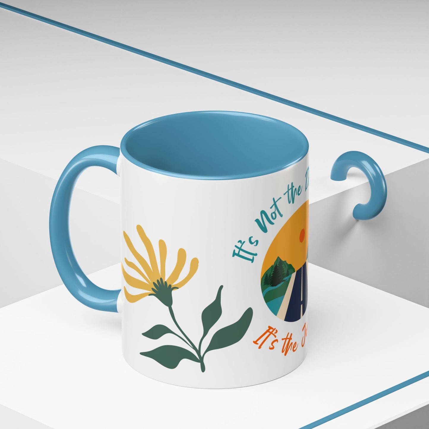 Journey Coffee Mug - Inspirational Accent Mug for Travelers, Road Trip Gift, Motivational Drinkware, Adventure Mug, Nature Coffee Cup