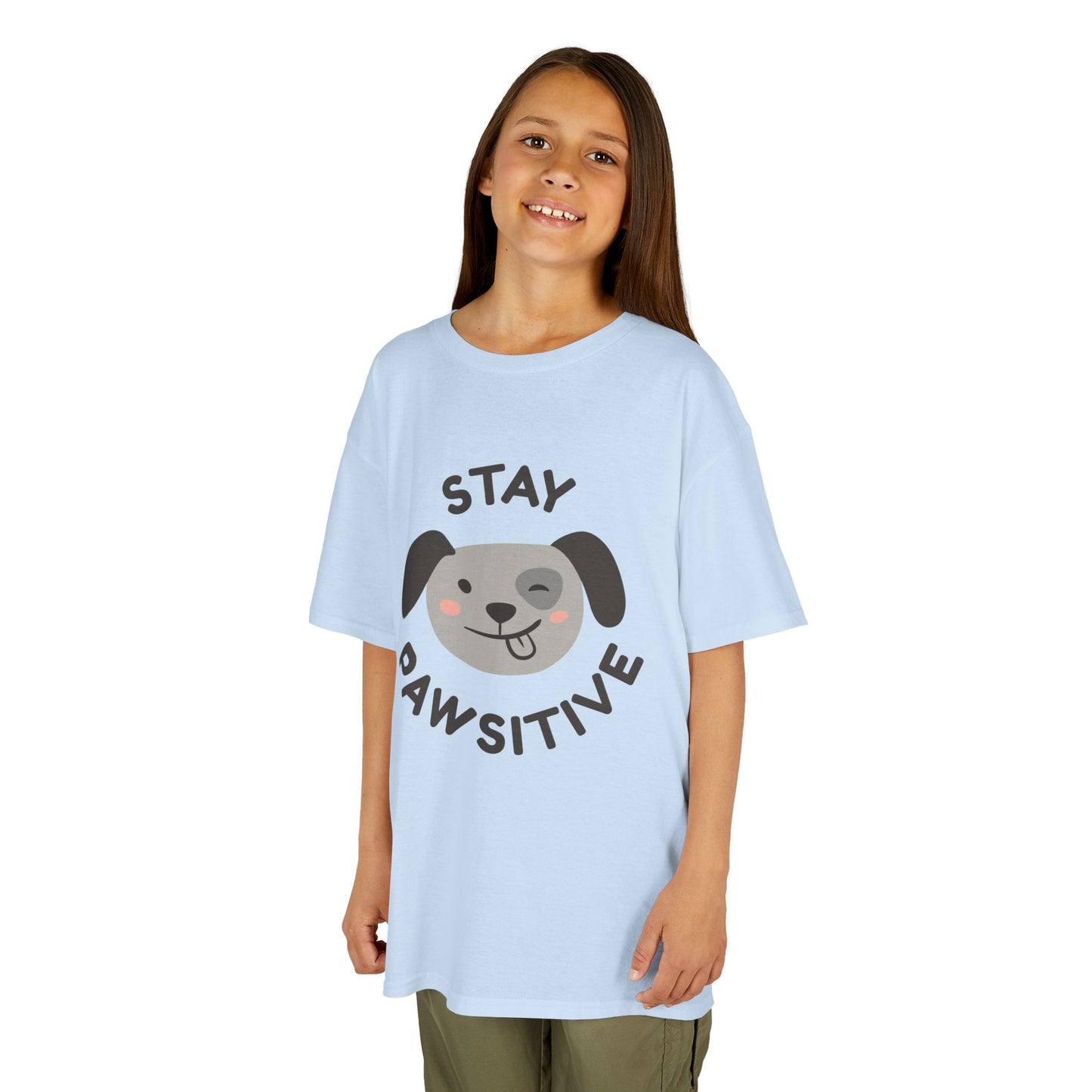 Kids Stay Pawsitive Tee, Fun Kids T-Shirt, Gift for Animal Lovers, Positive Message Tee, Birthday Gift for Kids, Dog Lover Apparel